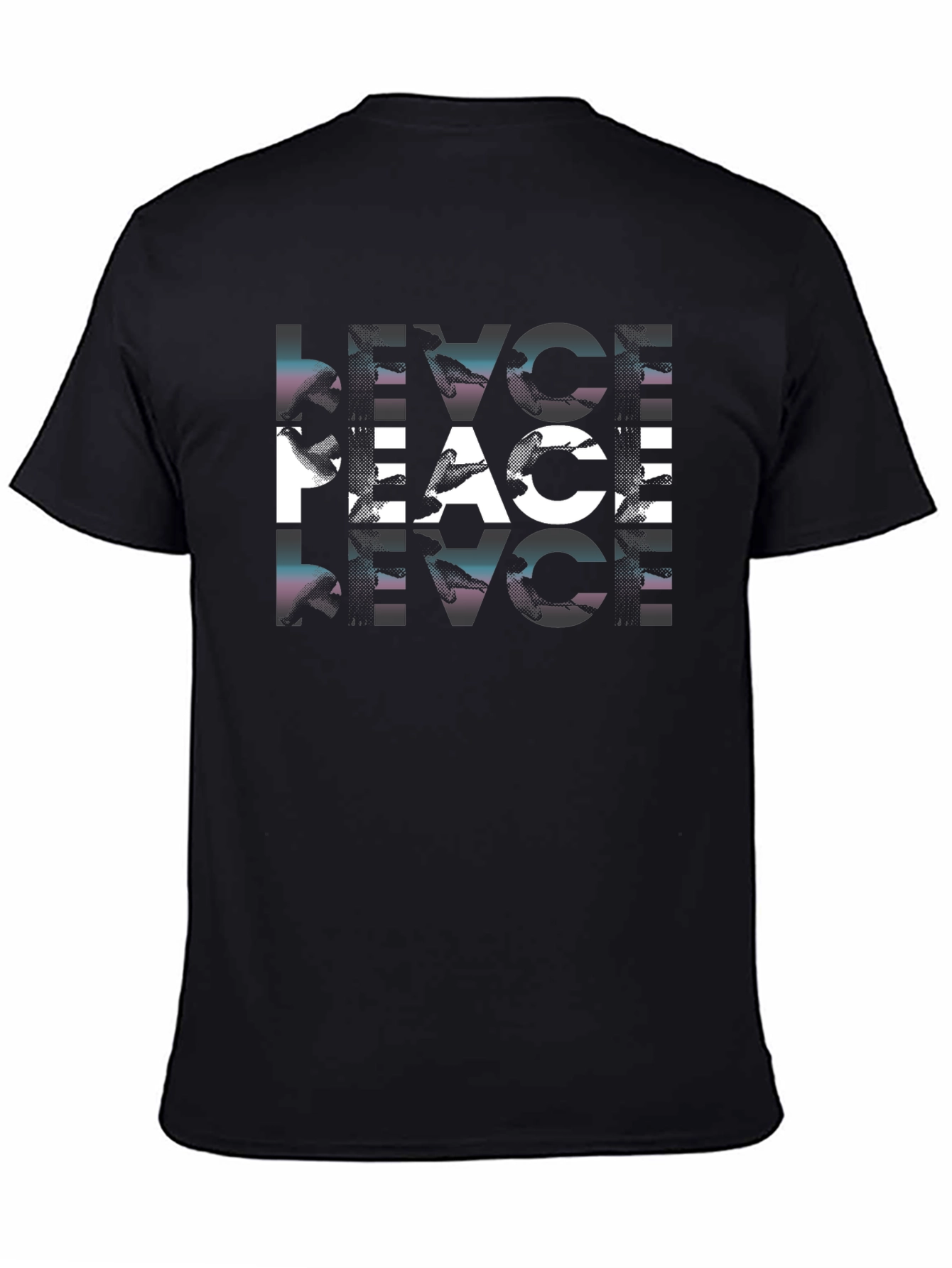 Black Peace Bird Graphic Print Black T-Shirt view 4