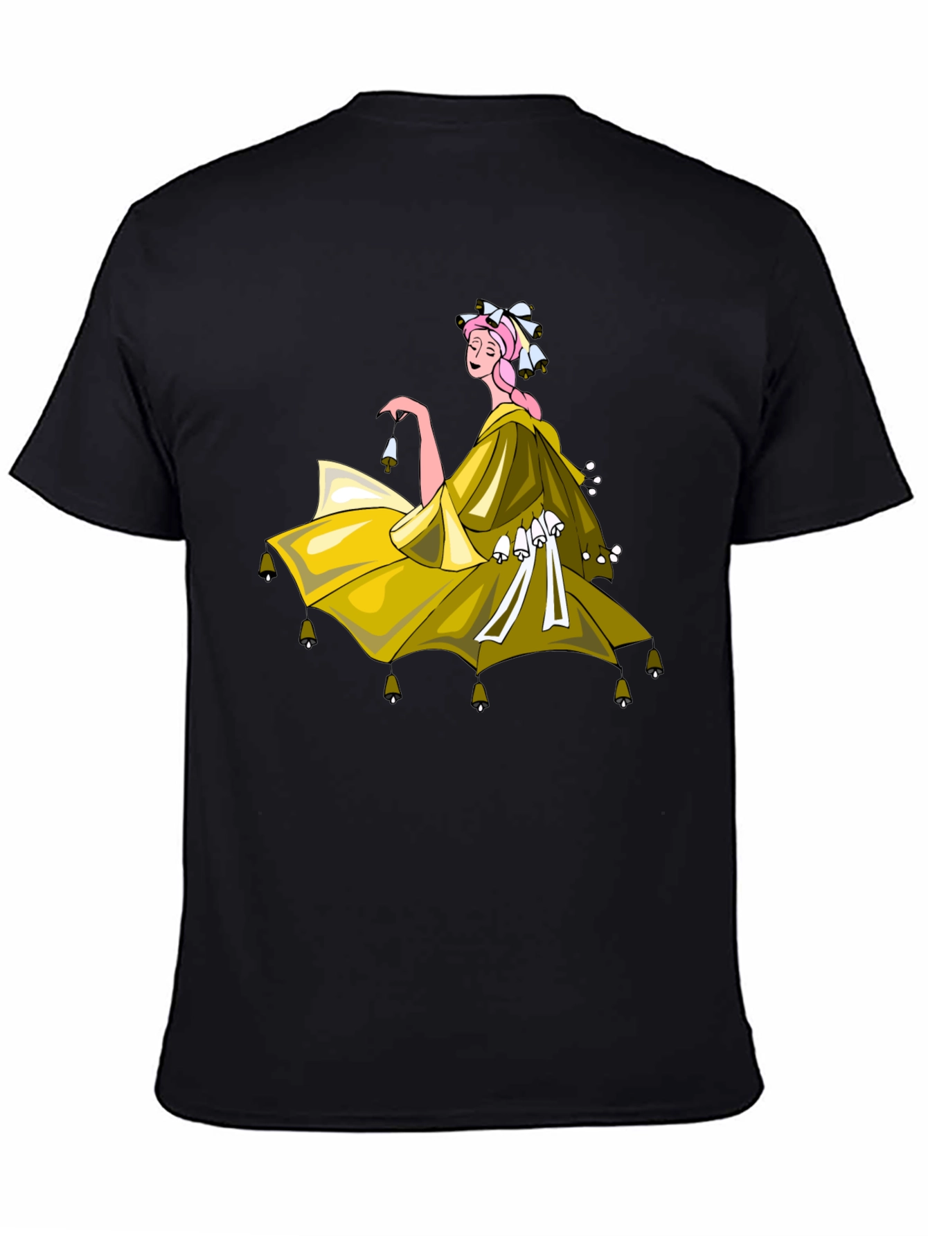 Black Whimsical Bell Dancer Graphic Tee - Black view 4