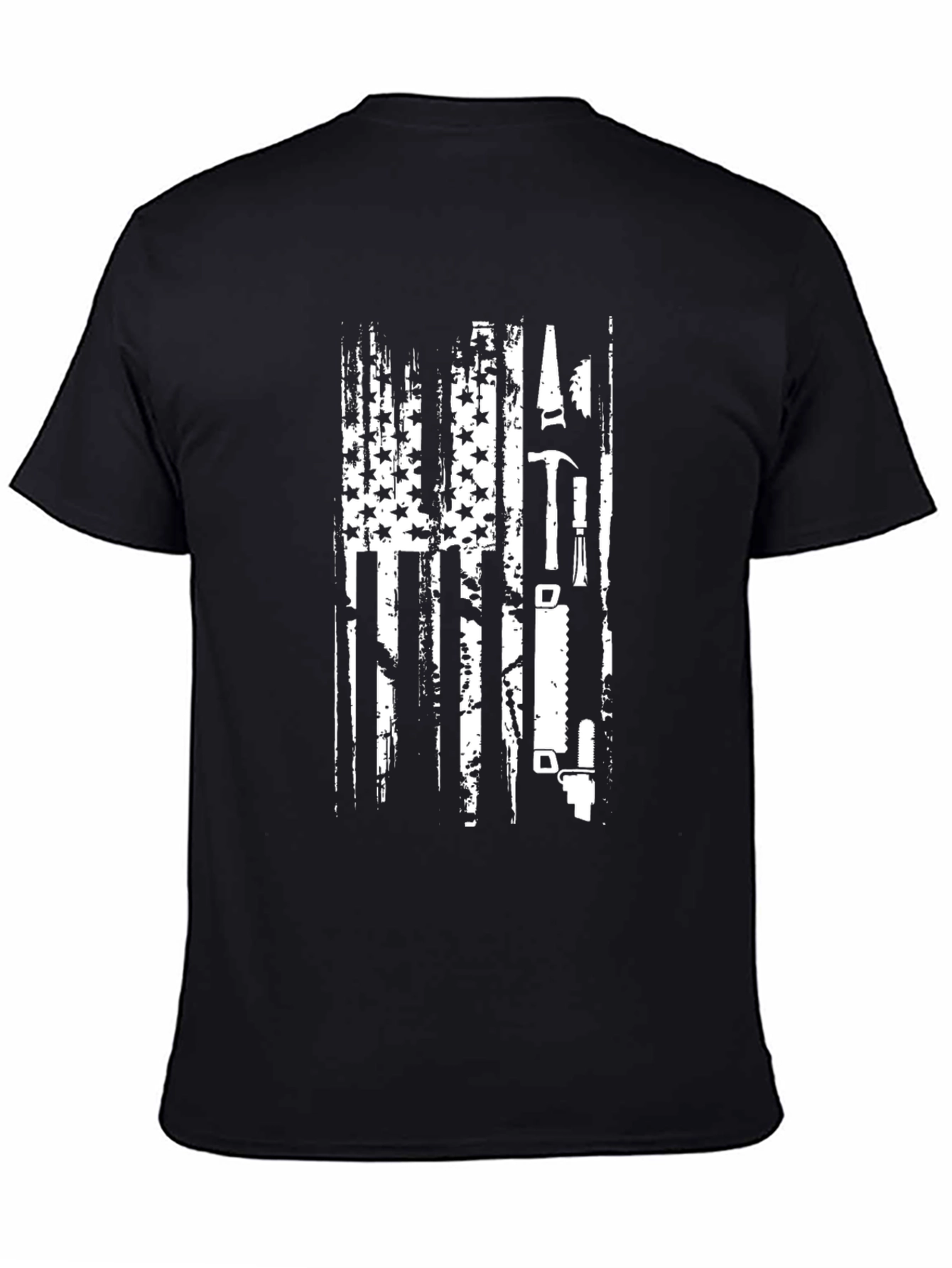 Black American Carpenter Flag T-Shirt view 4