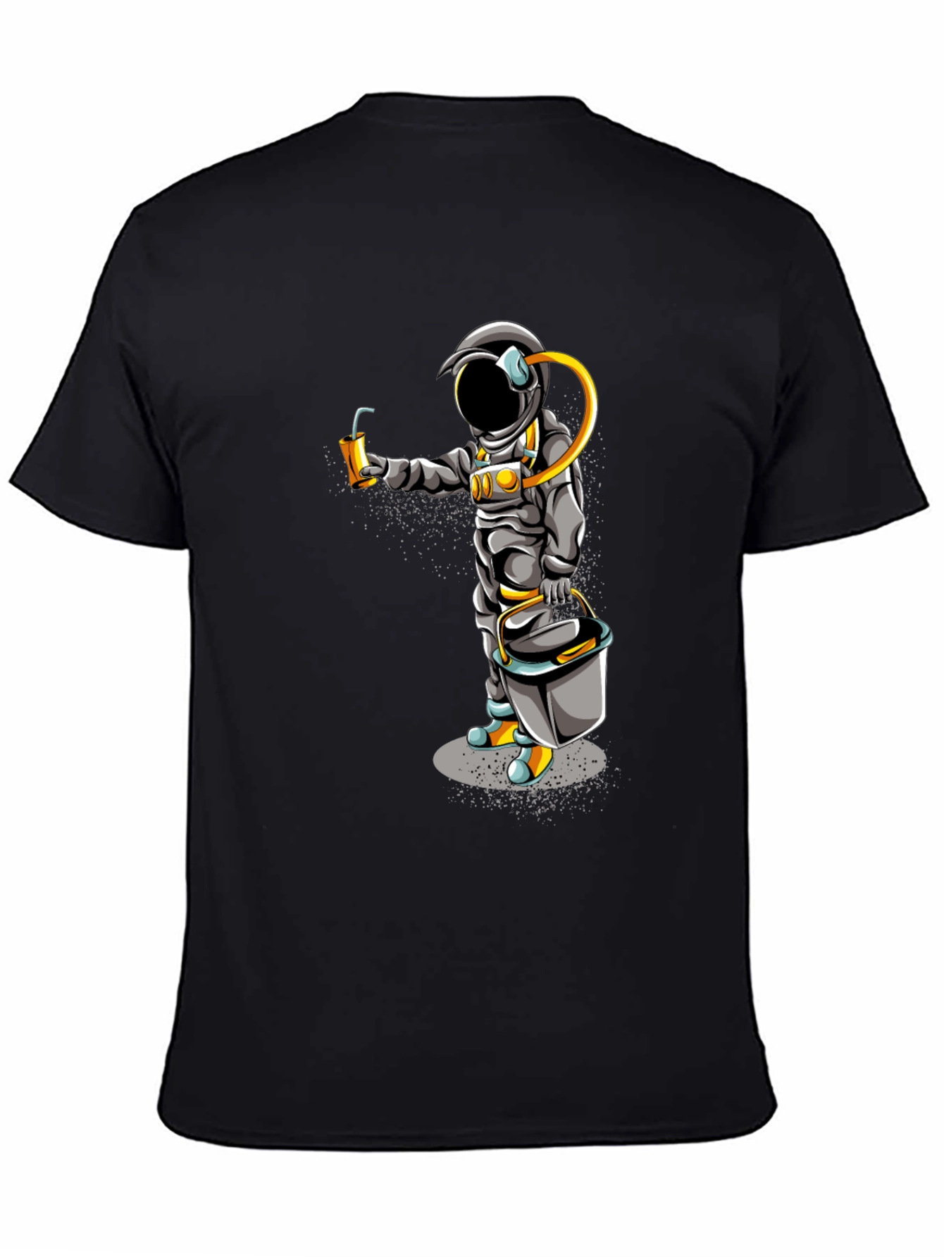 Black Astronaut Graphic T-Shirt - Black Crew Neck Tee view 4