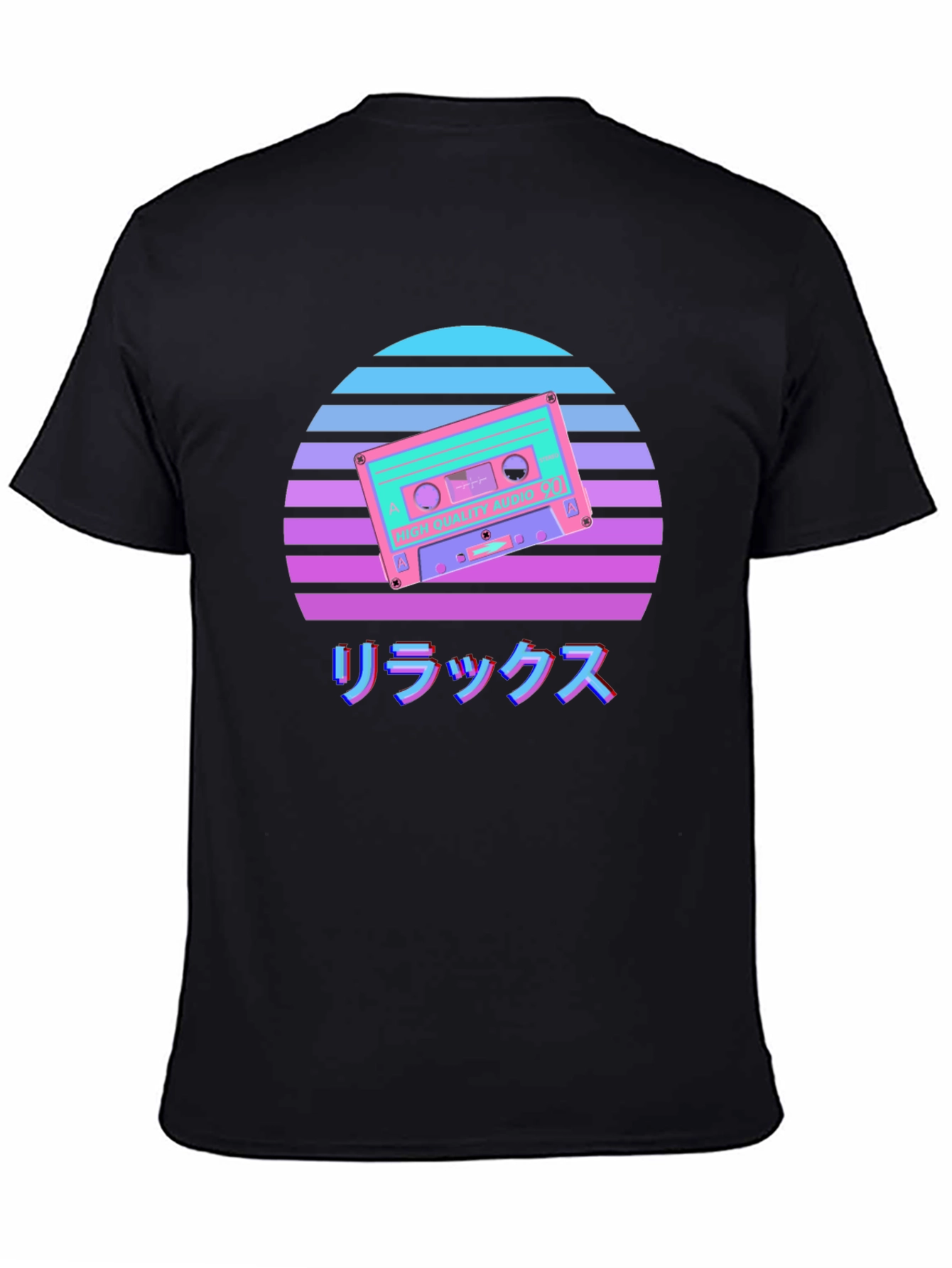 Black Retro Cassette Sunset Graphic Tee view 4