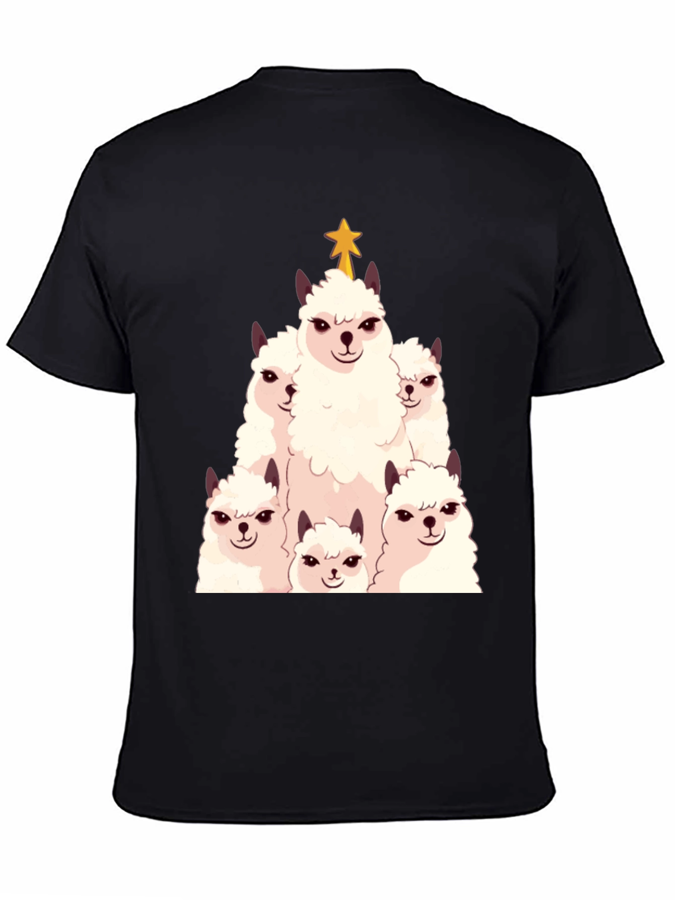 Black Llama Christmas Tree T-Shirt - Festive Holiday Apparel view 4