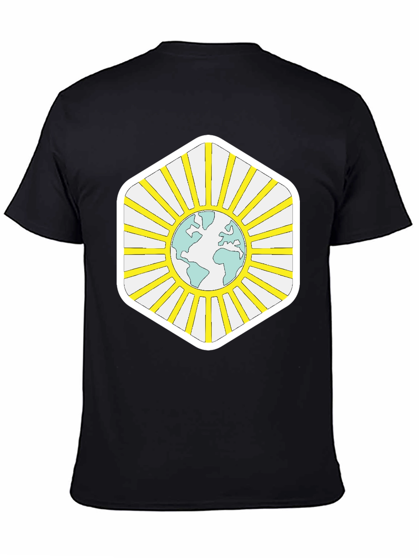 Black Global Harmony Tee - Earth Sun Graphic Black T-Shirt view 4