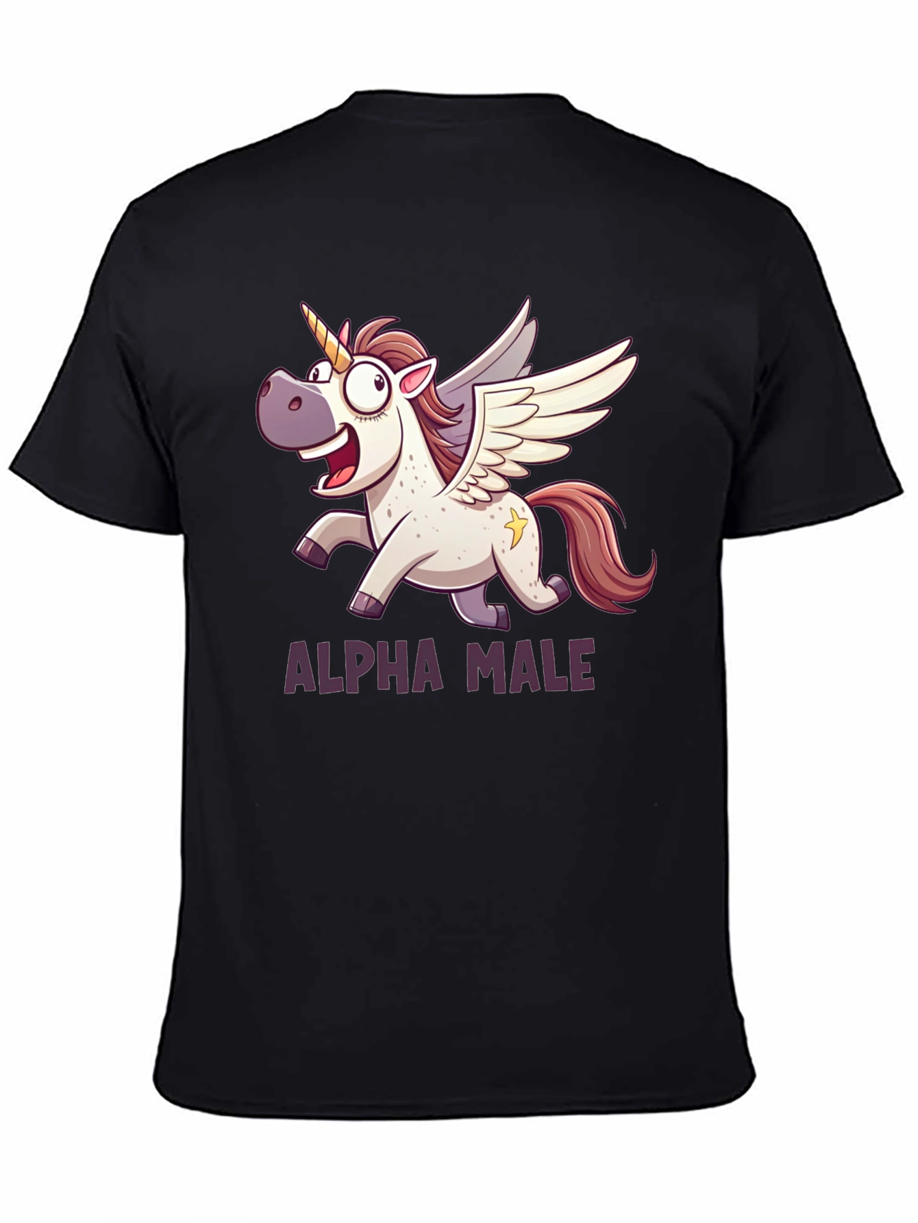 Black Alpha Male Unicorn T-Shirt - Black Graphic Tee view 4