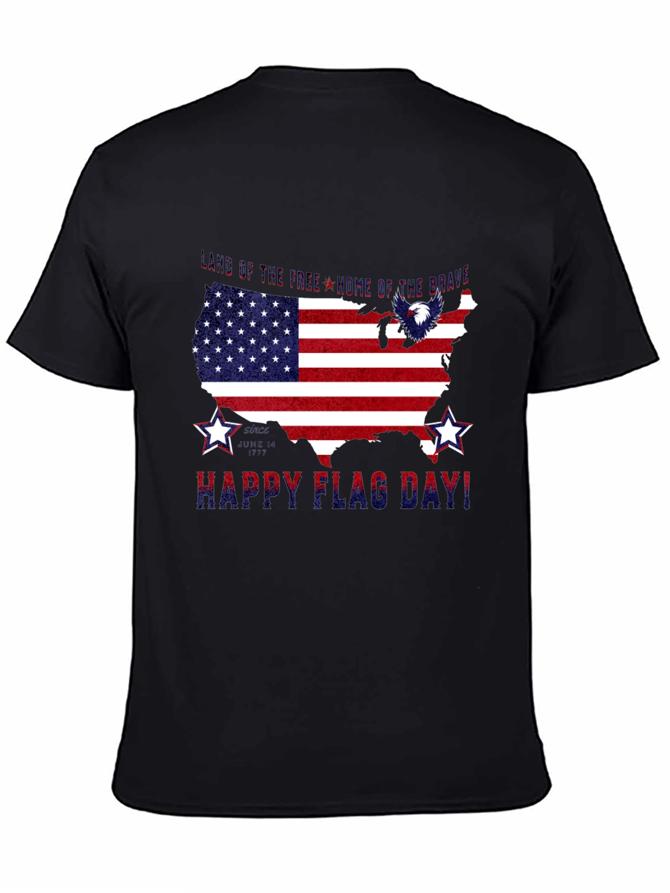 Black Patriotic USA Flag Happy Flag Day T-Shirt view 4