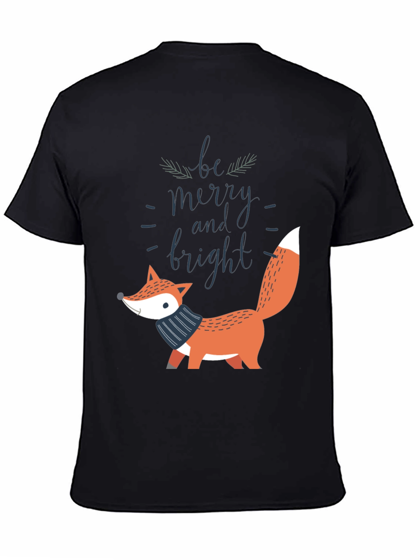 Black Be Merry and Bright Fox Graphic Tee view 4