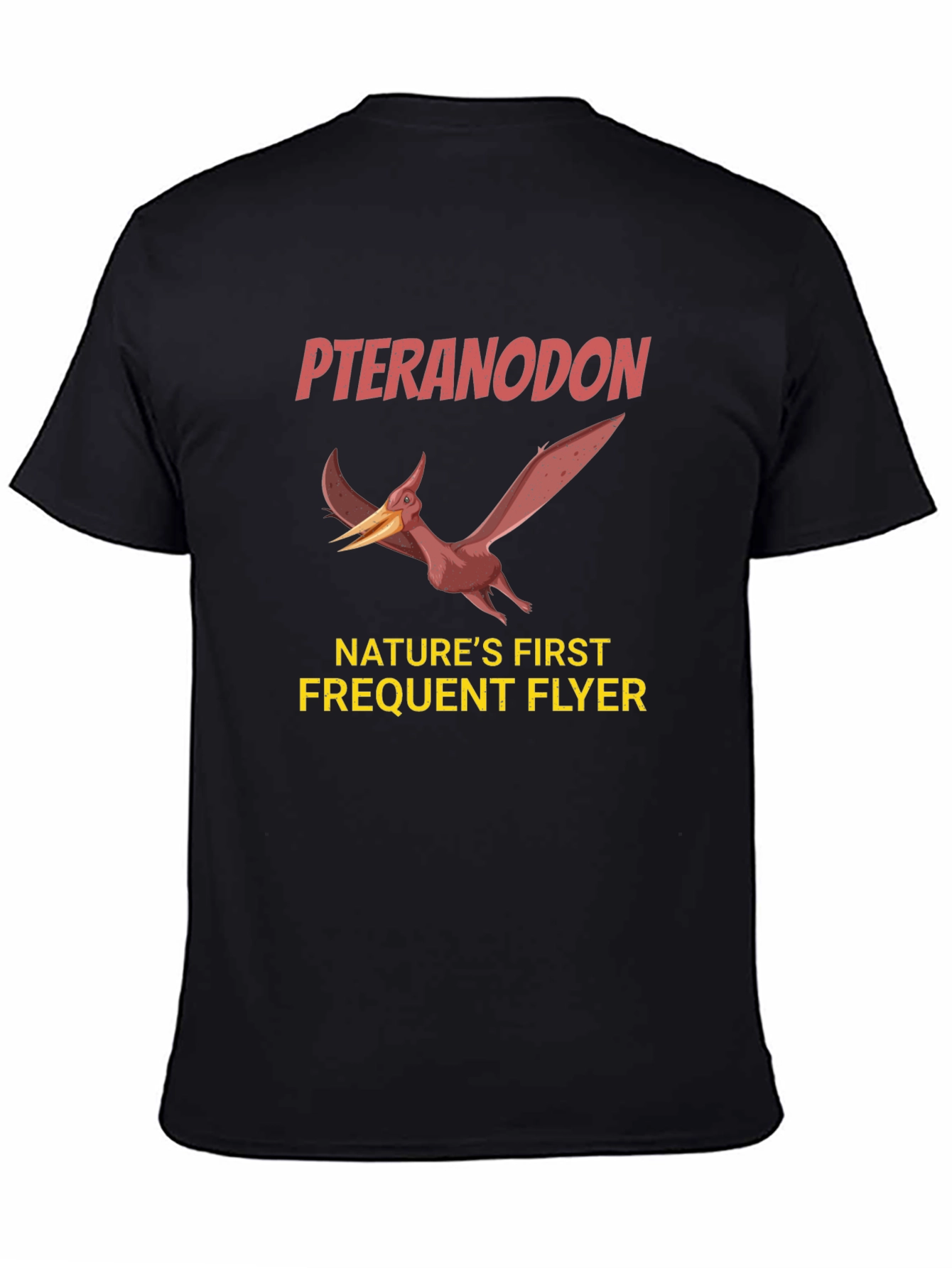 Black Pteranodon Nature's First Frequent Flyer Graphic T-Shirt view 4
