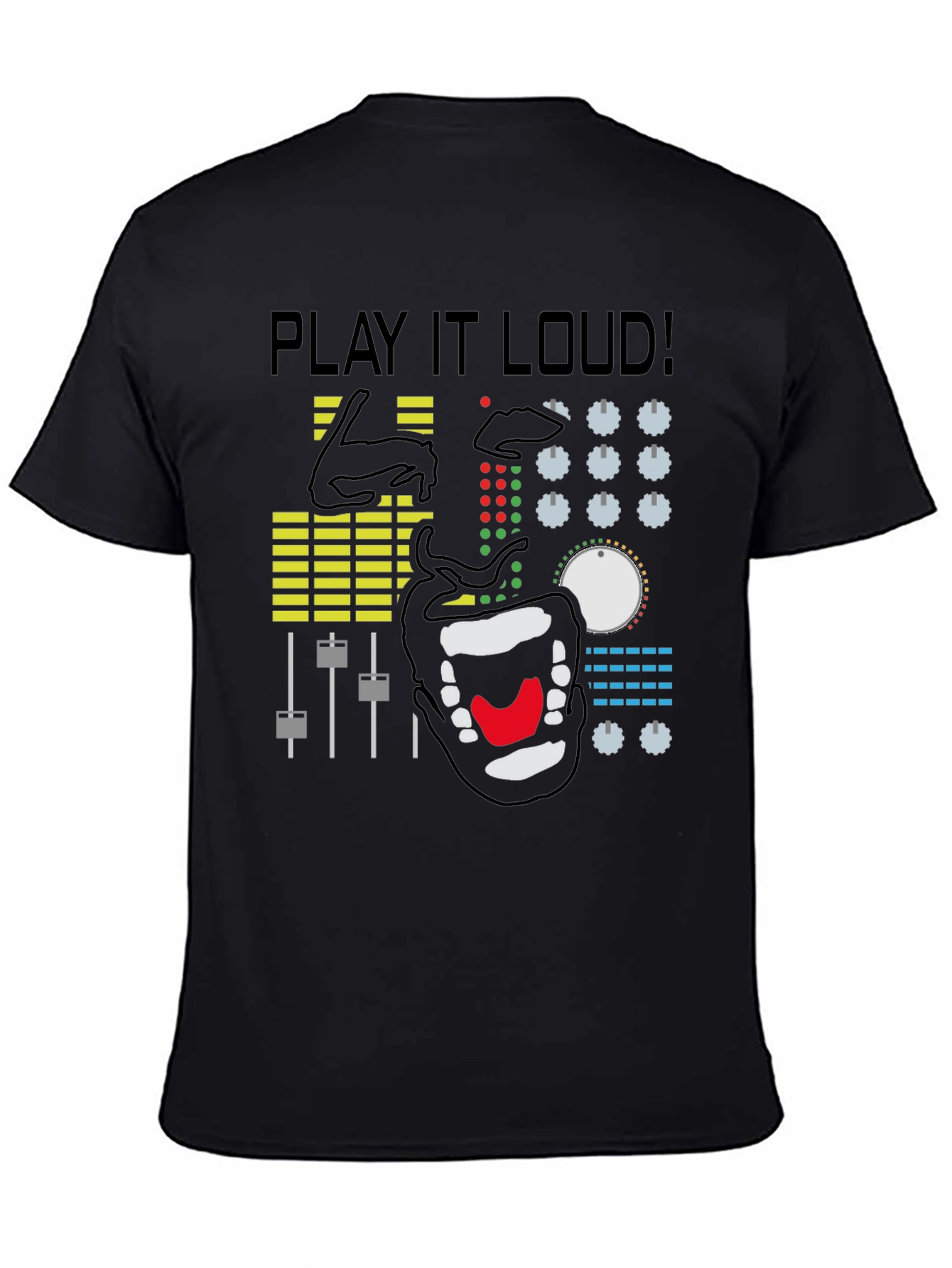 Black Play It Loud Graphic Tee - DJ Mixer Shirt view 4