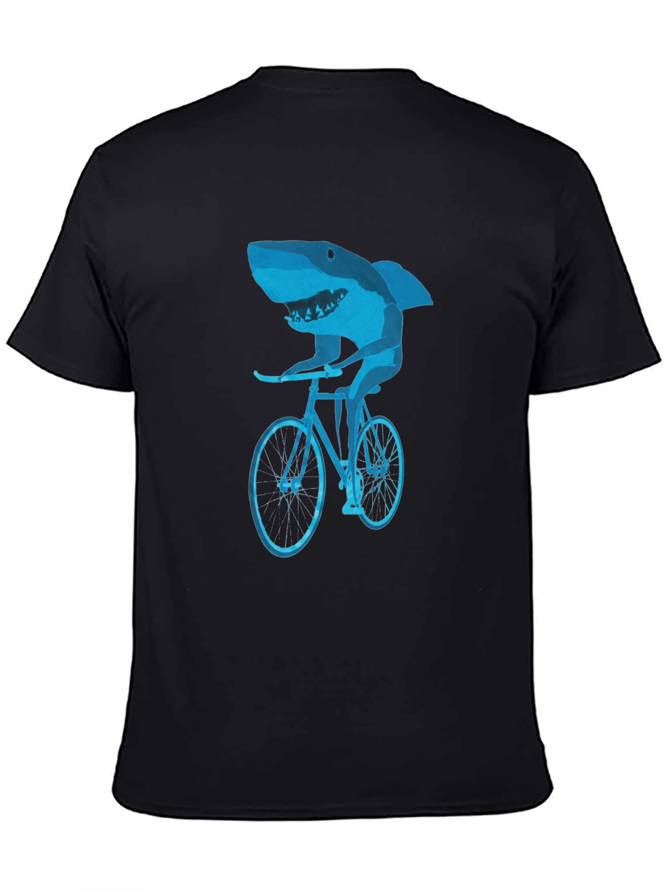 Black Shark on Bike Graphic Tee - Black view 4