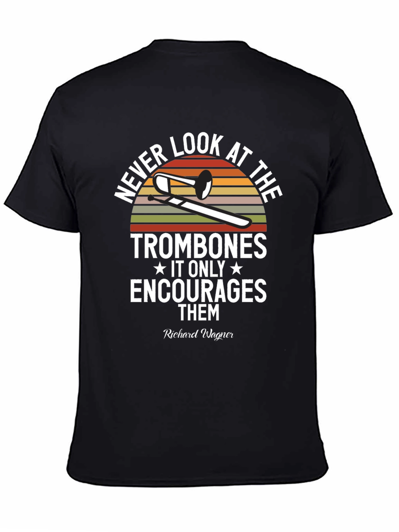 Black Never Look at the Trombones T-Shirt view 4