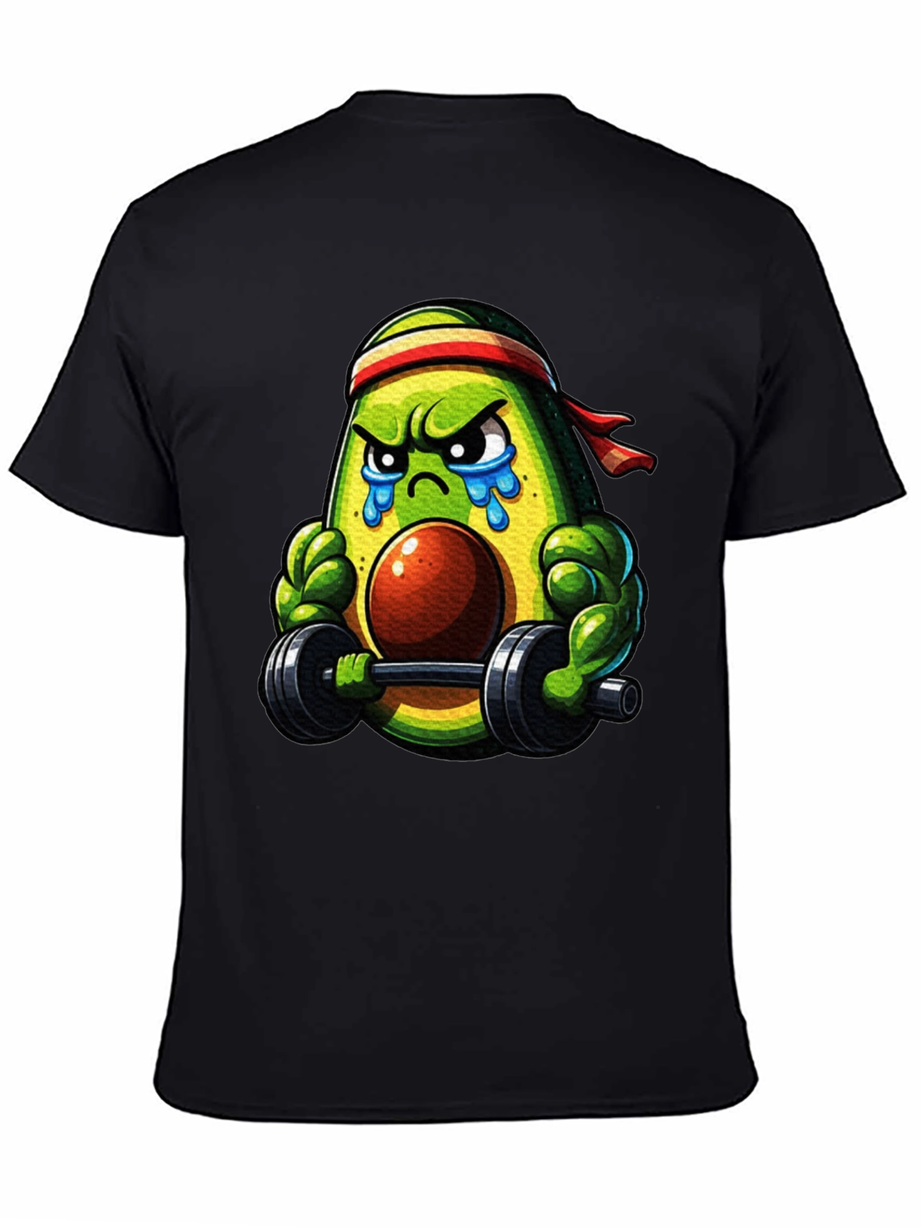Black Funny Avocado Gym T-Shirt - Workout Apparel view 4