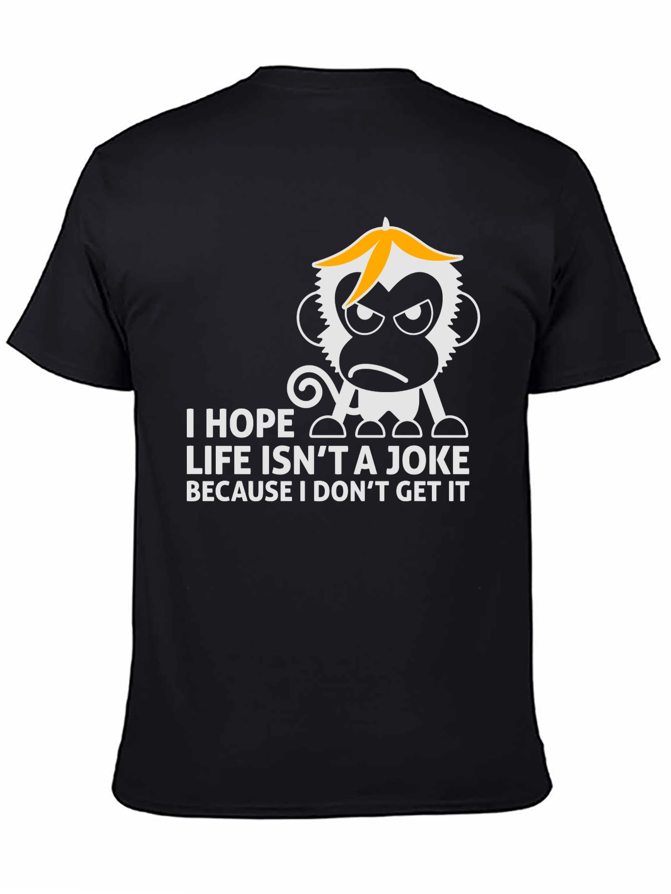 Black Funny Monkey Graphic Tee - Life Isn't a Joke T-Shirt view 4