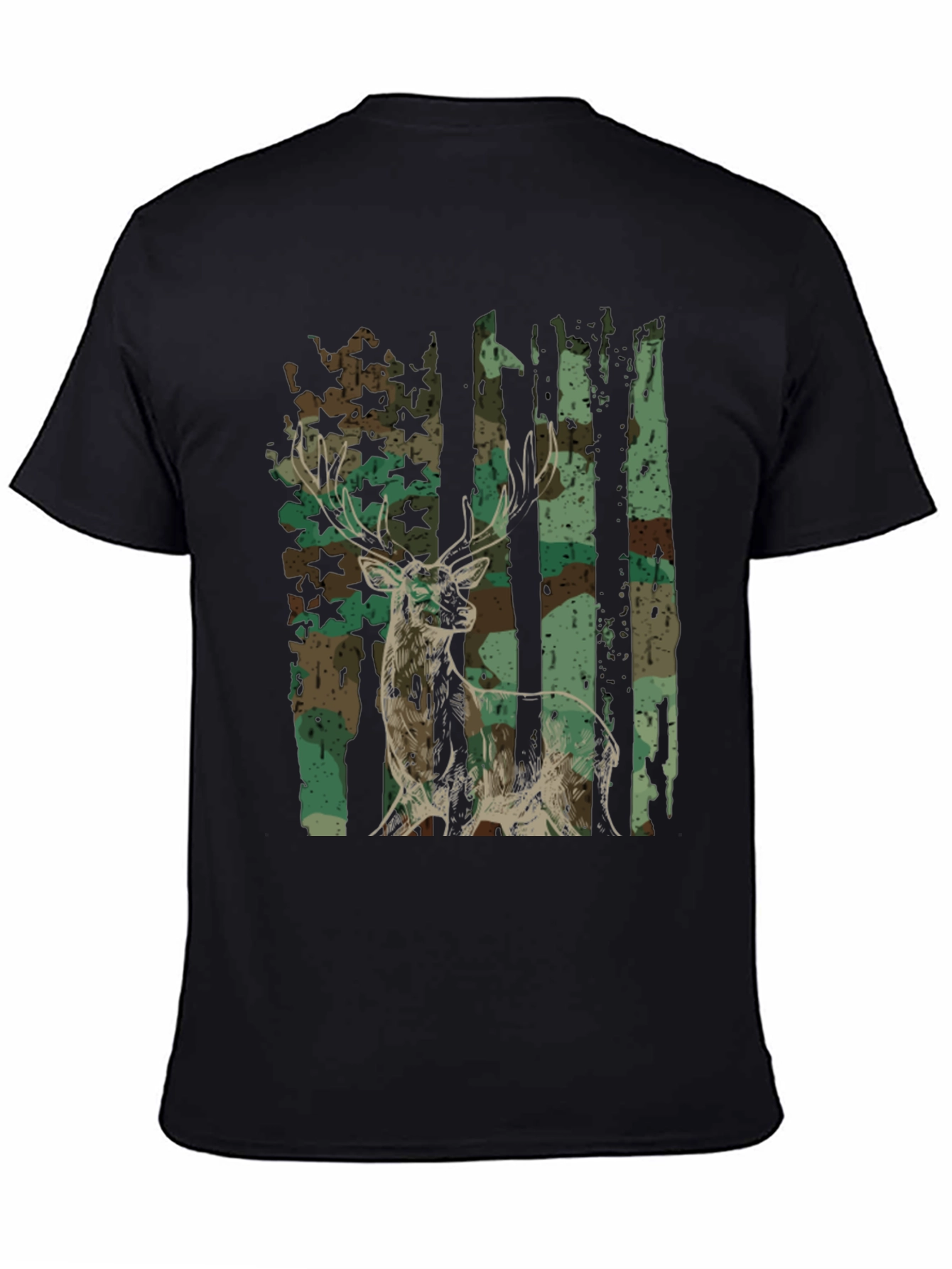 Black Camo Deer Graphic Tee - Men's Hunting Shirt view 4
