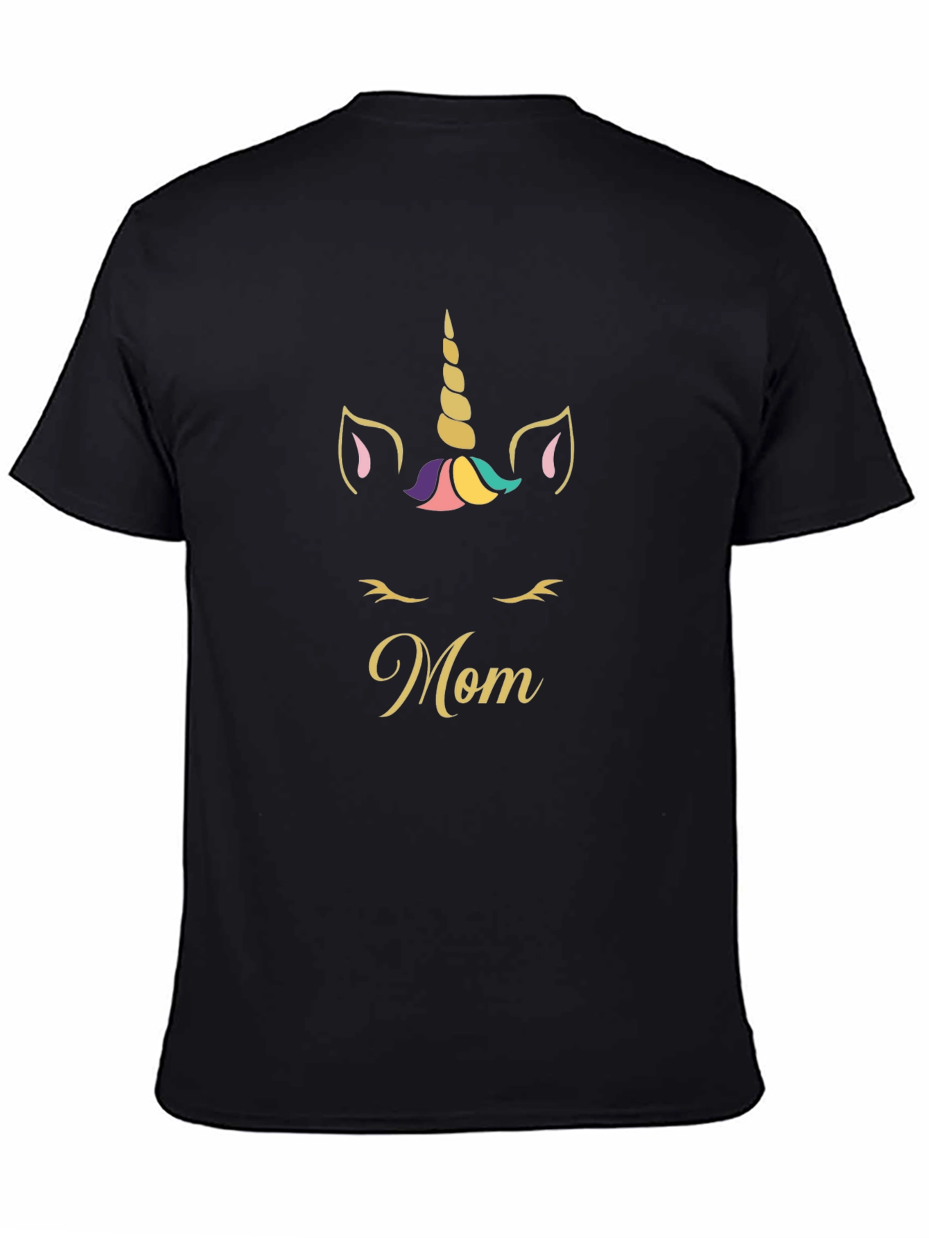 Black Unicorn Mom Graphic Tee - Black Cotton T-Shirt view 4