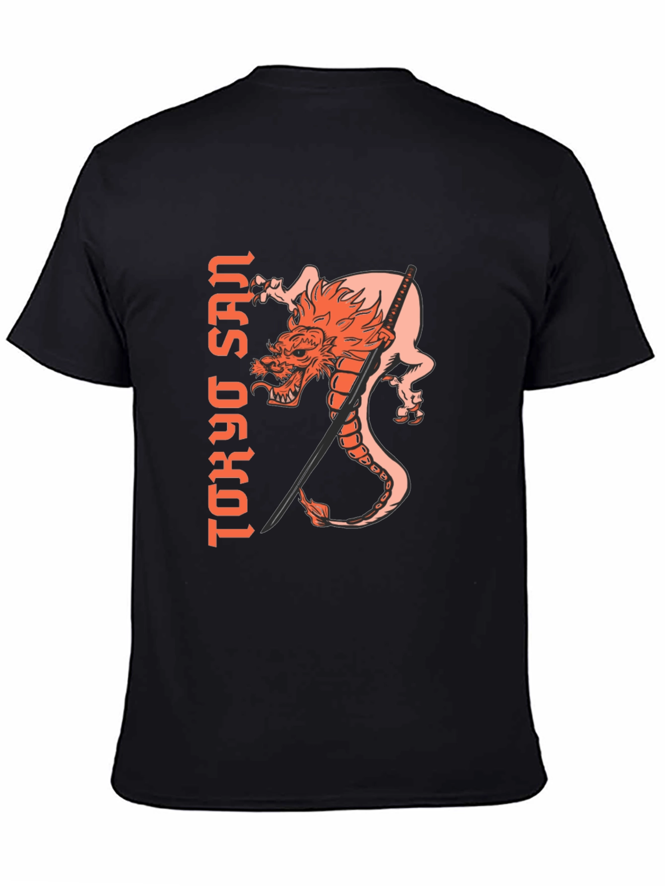 Black Tokyo San Dragon Graphic Tee - Black Cotton Blend view 4