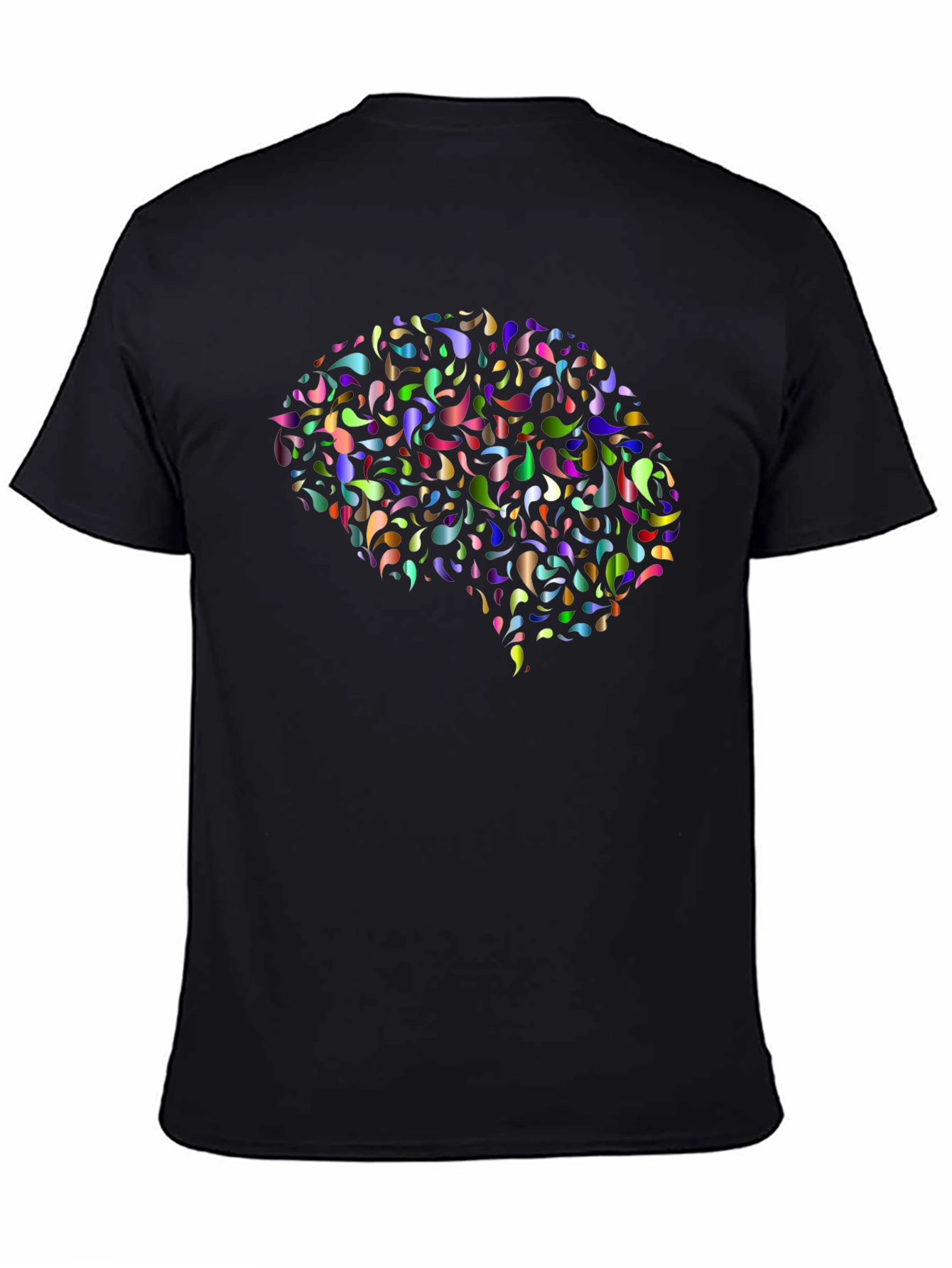 Black Brain Design T-Shirt - Vivid Colorful Graphic Tee view 4