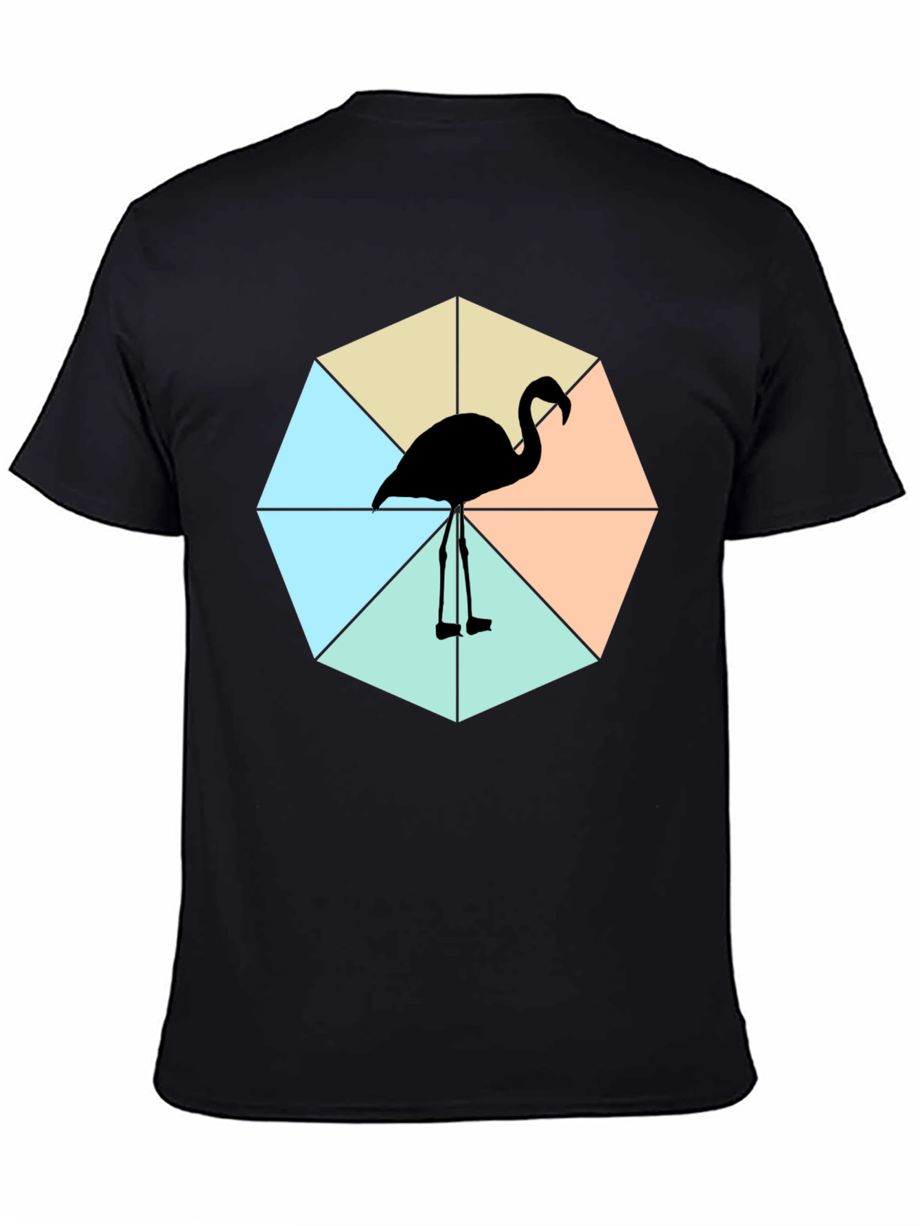Black Trendy Flamingo Graphic Tee - Casual Black Shirt view 4