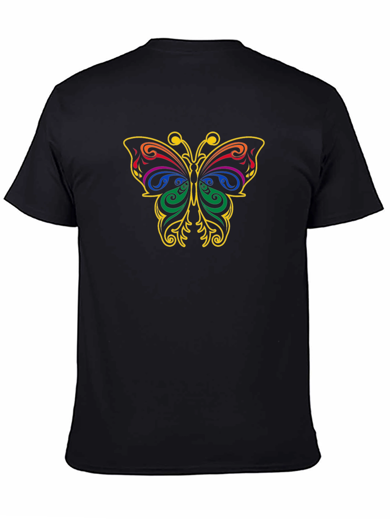 Black Butterfly Graphic Tee - Black Cotton T-Shirt view 4