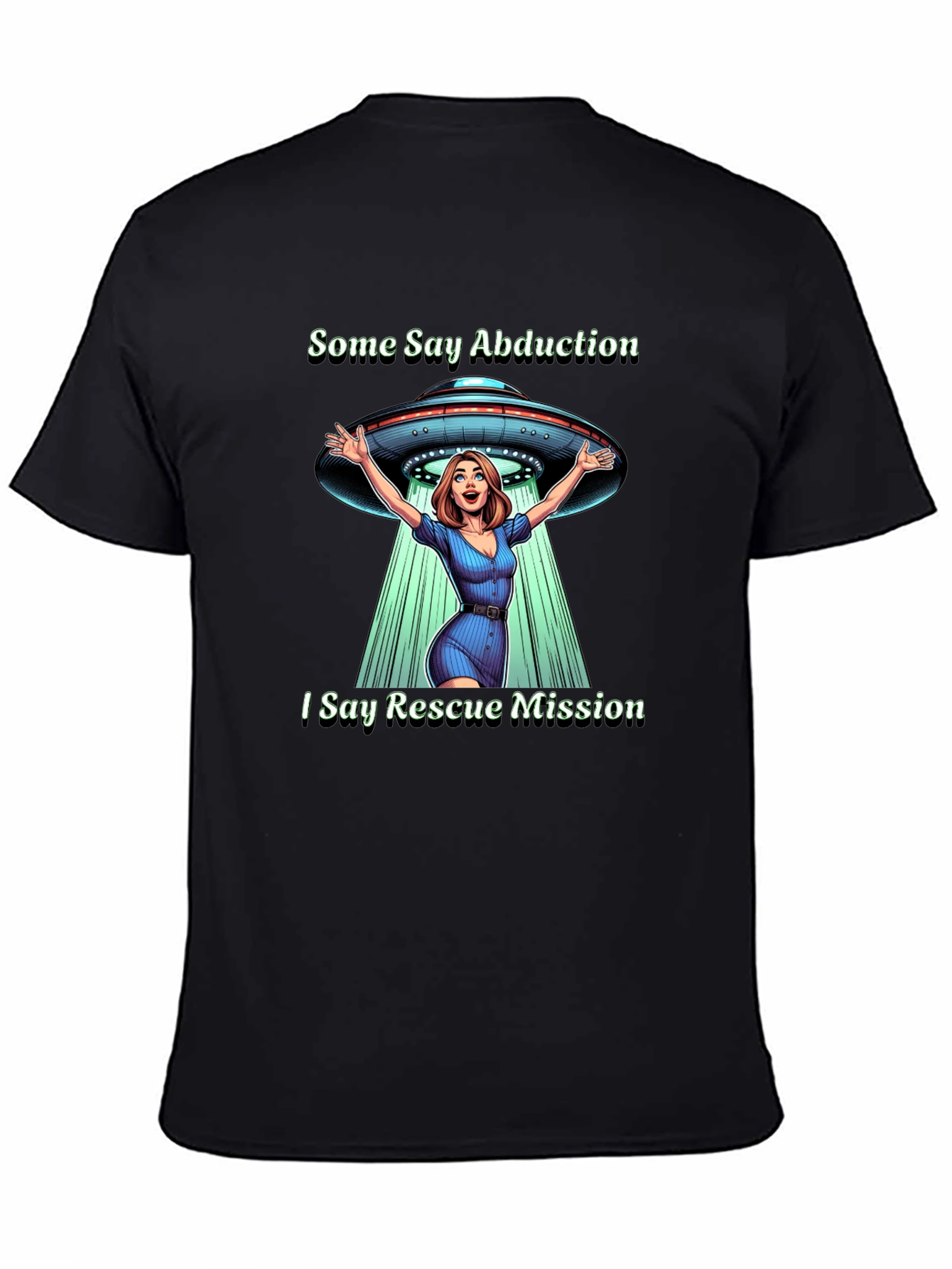 Black Rescue Mission UFO T-Shirt view 4