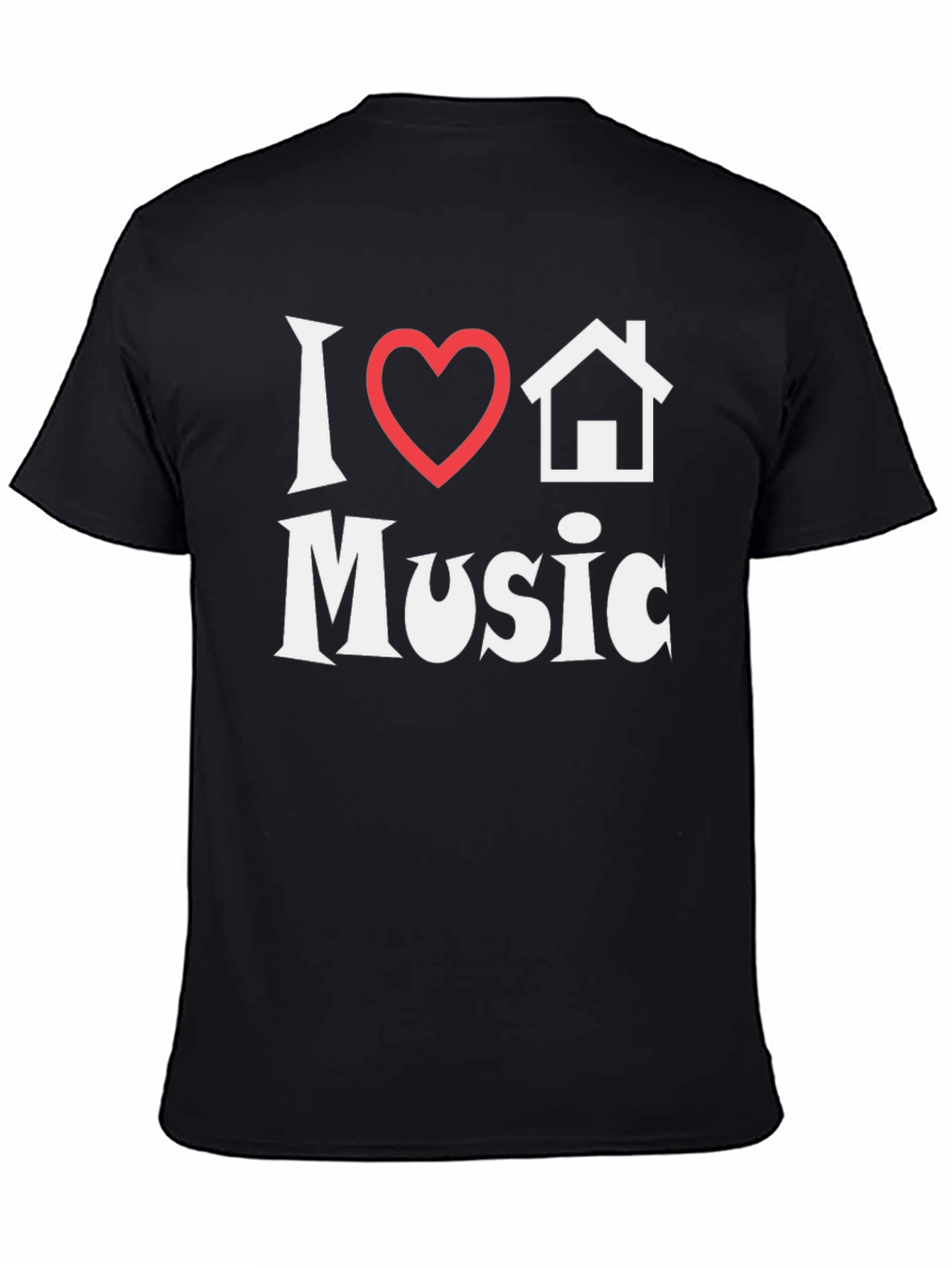 Black I Heart House Music T-Shirt - Black Cotton Tee view 4
