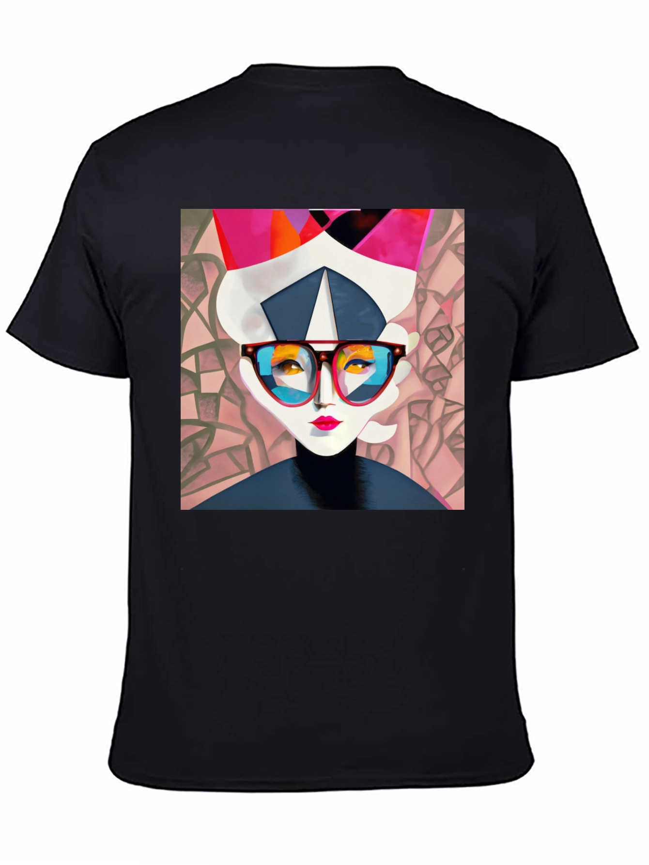 Black Abstract Woman Graphic Print Black Tee view 4