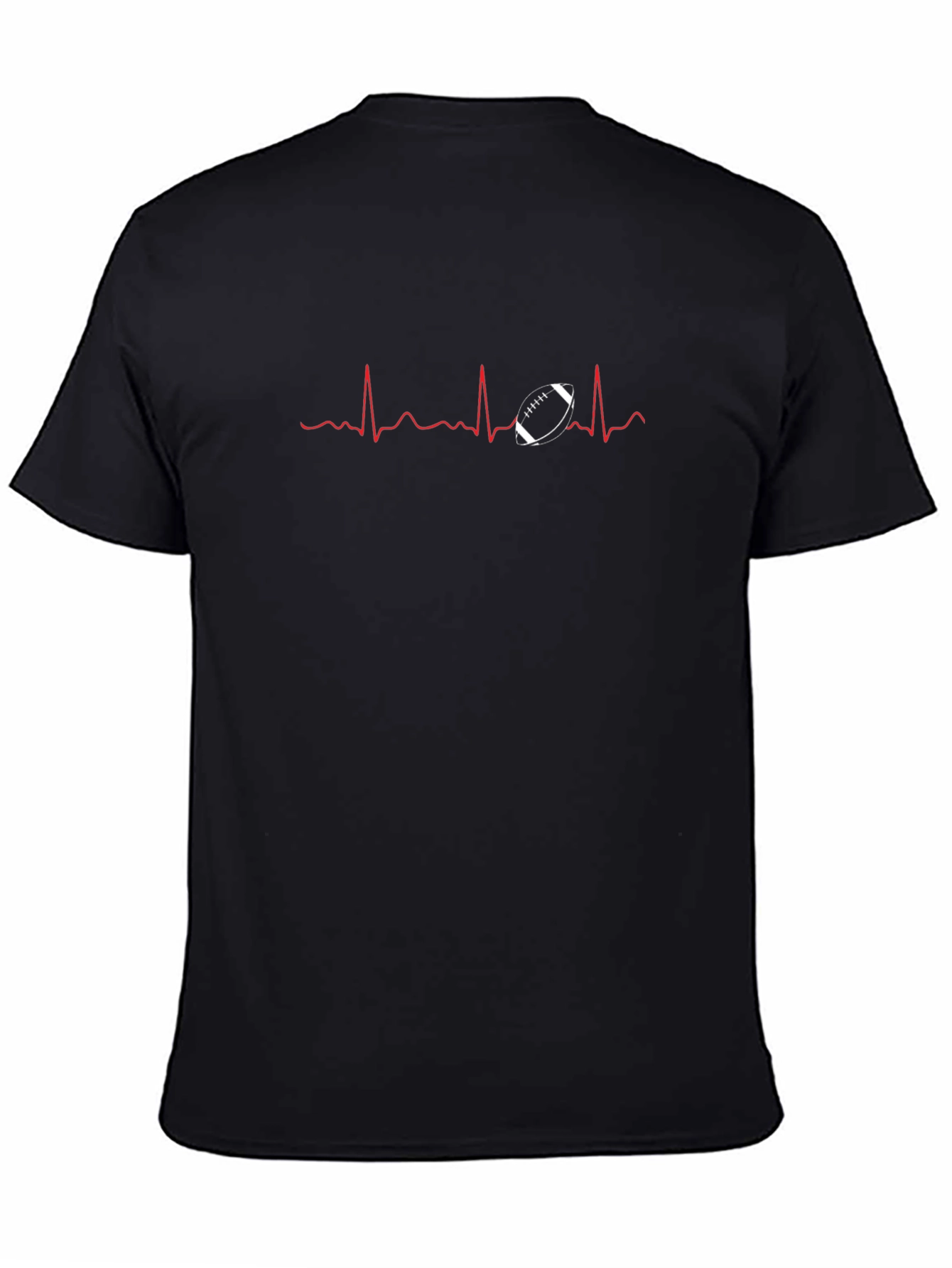 Black Football Heartbeat Graphic Tee - Black view 4