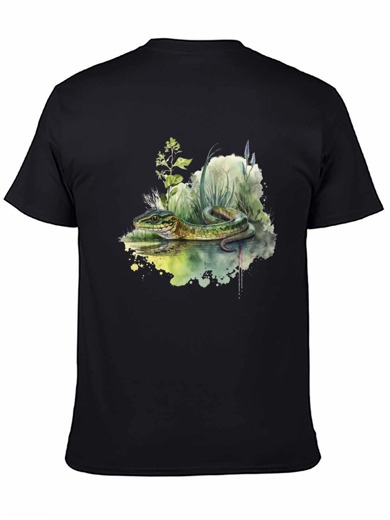 Black Snake Watercolor T-Shirt - Nature Inspired view 4