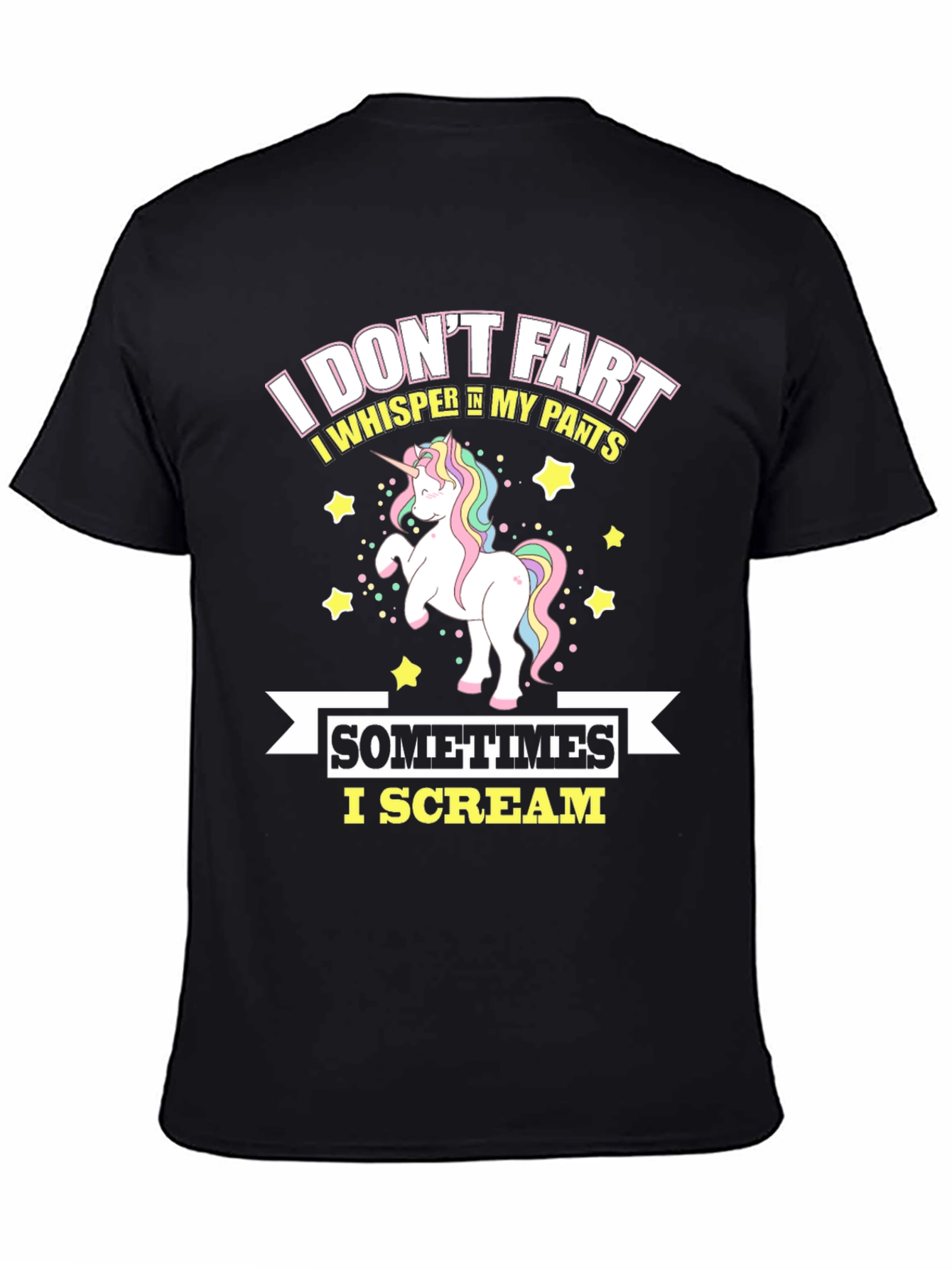 Black Funny Unicorn Humor T-Shirt - I Don't Fart I Whisper in My Pants view 4