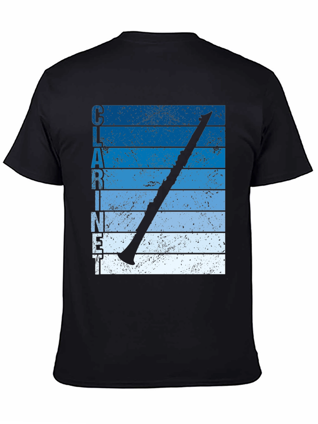 Black Clarinet Player Vintage Style T-Shirt view 4