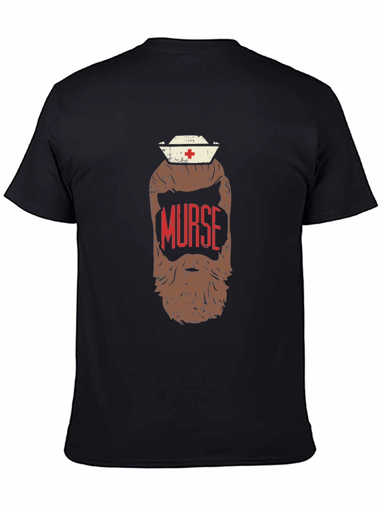 Black Murse Beard T-Shirt - Novelty Nurse Graphic Tee view 4