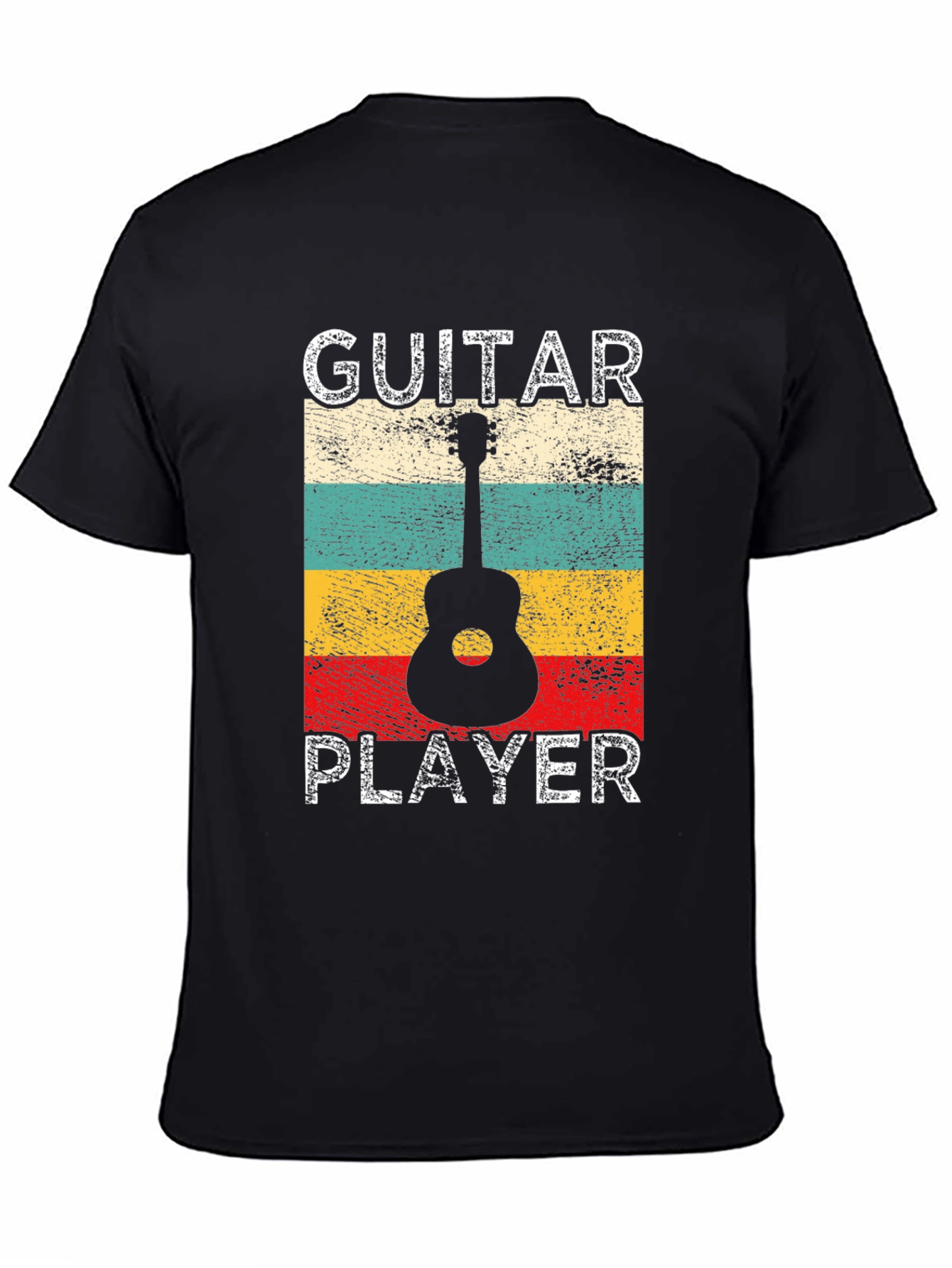 Black Guitar Player Retro T-Shirt - Music Lover Tee view 4