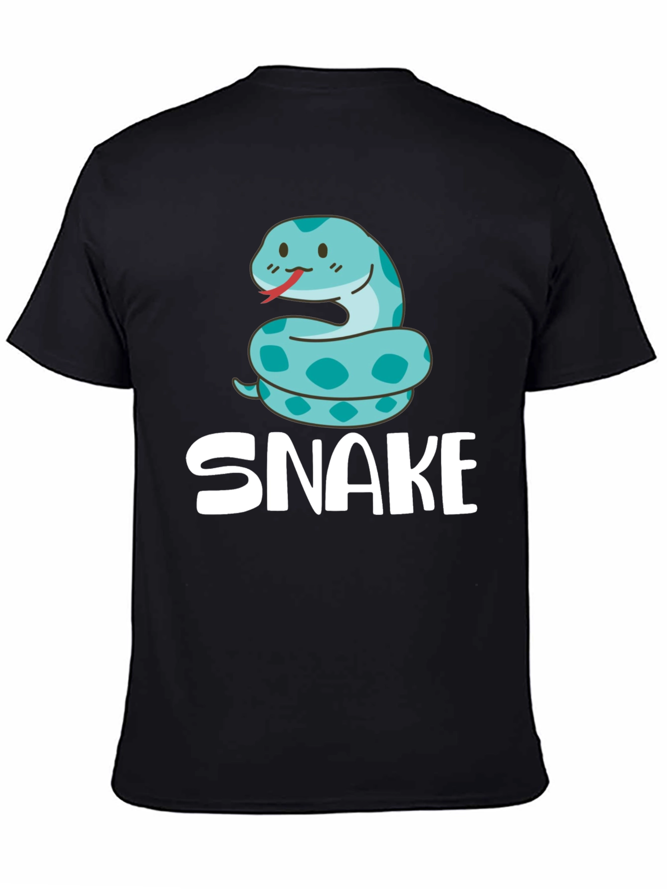 Black Cute Cartoon Snake T-Shirt - Black view 4