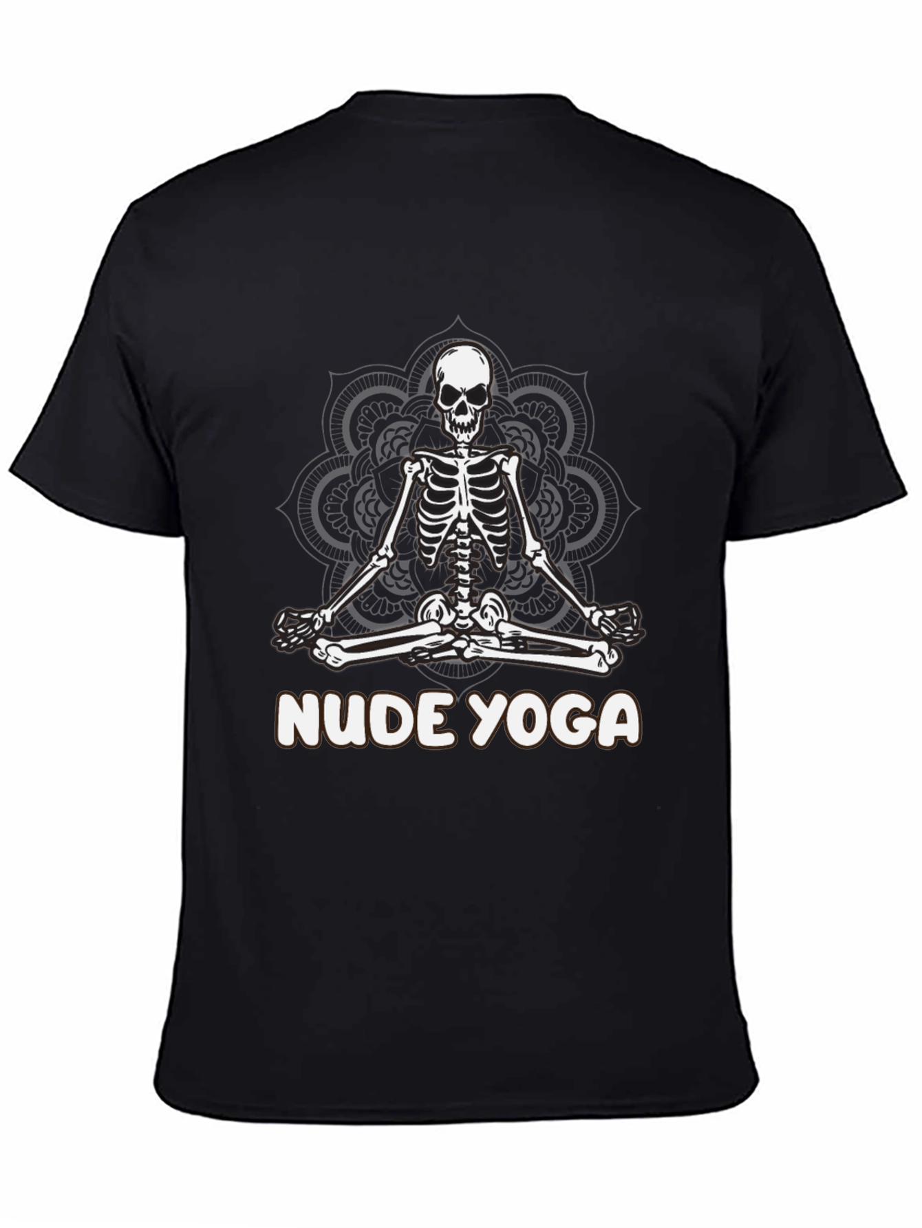 Black Nude Yoga Skeleton T-Shirt - Relaxed Meditation Tee view 4
