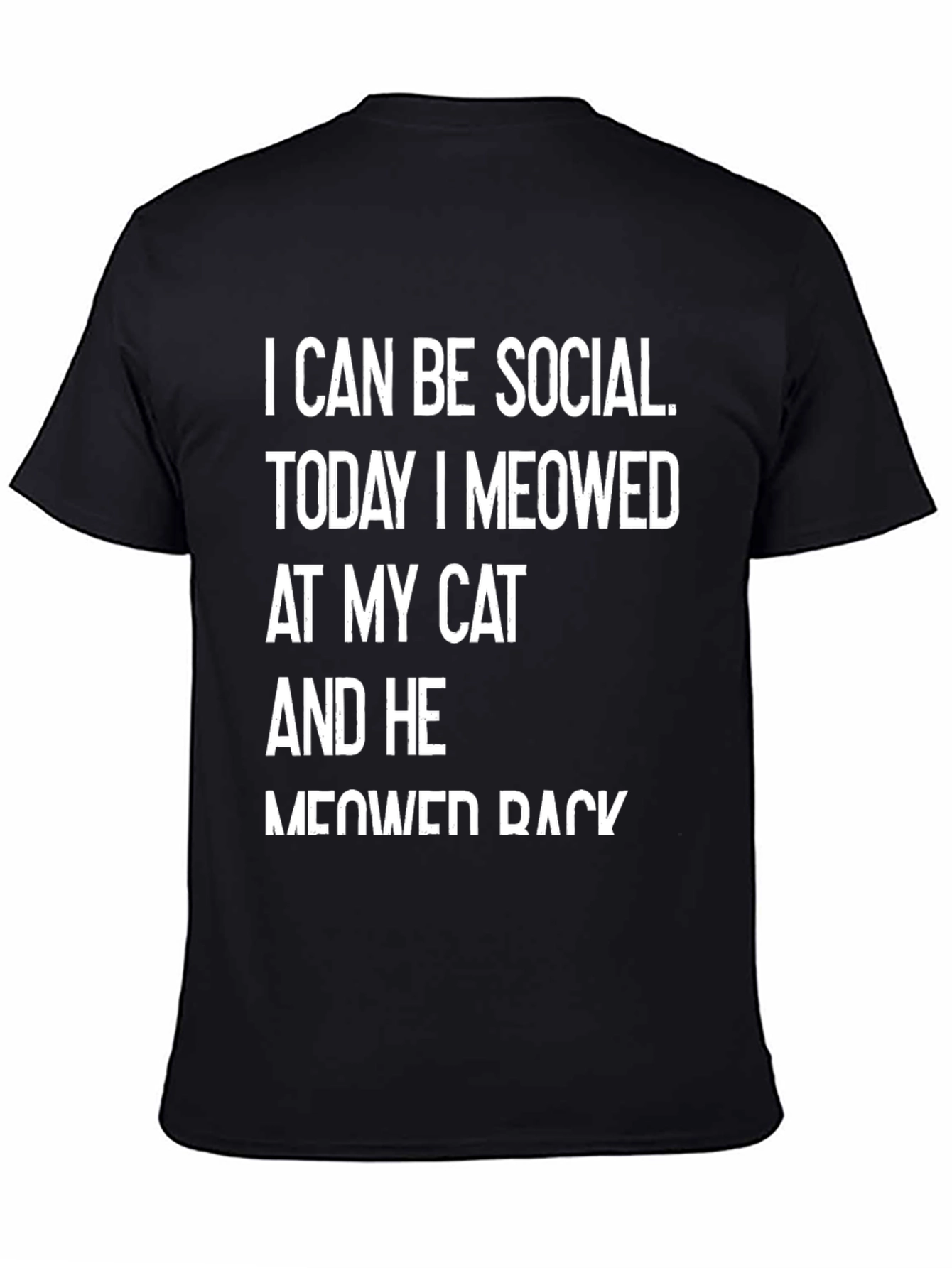 Black Funny Cat Lover T-Shirt - I Can Be Social view 4