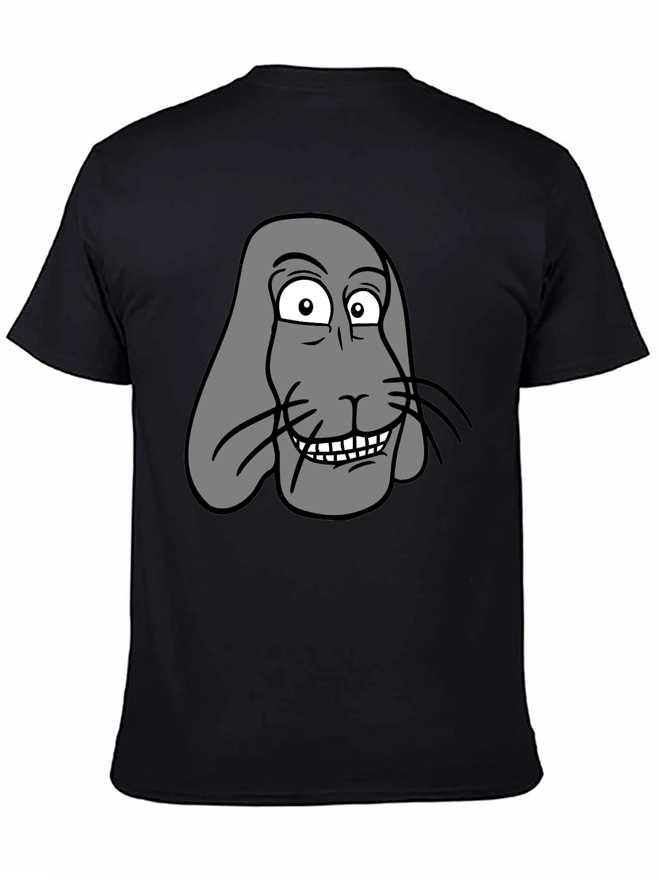 Black Funny Cartoon Animal Graphic Print Black T-Shirt view 4