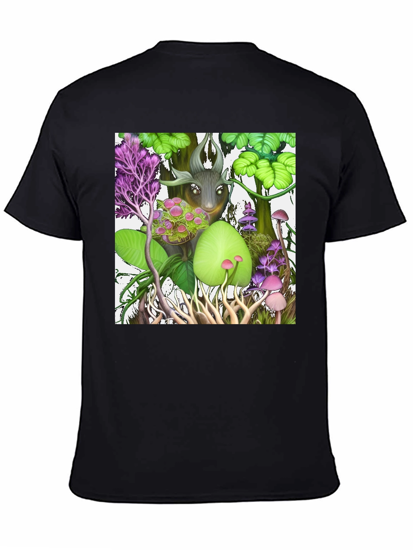 Black Enchanted Forest Graphic Black T-Shirt view 4