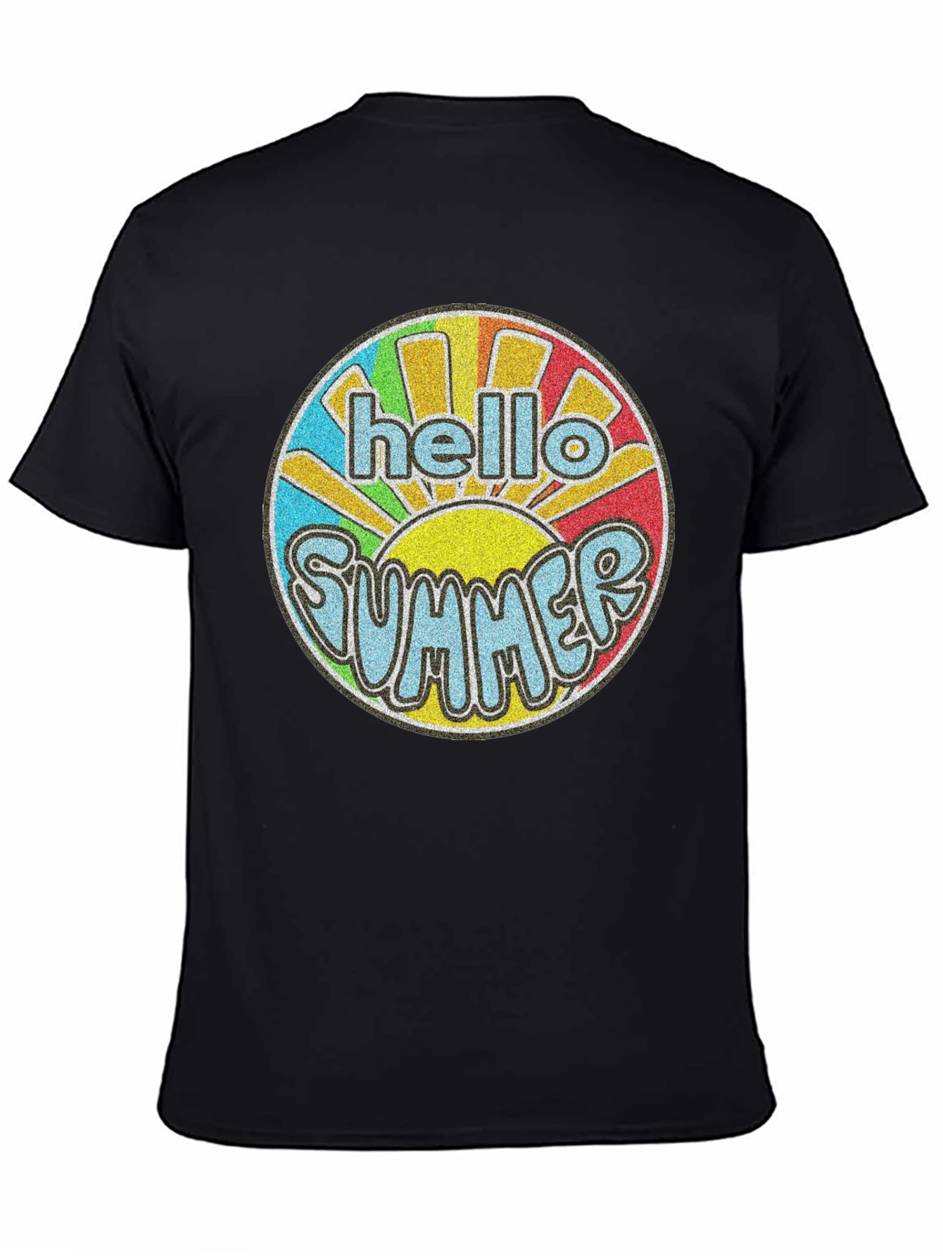 Black Hello Summer Retro Graphic T-Shirt view 4