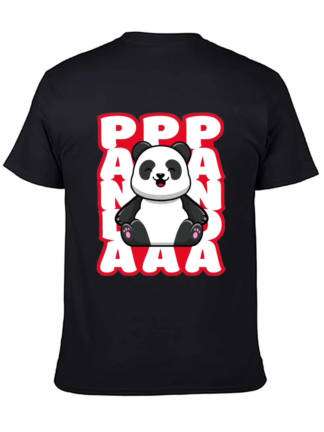 Black Cute Panda T-Shirt - PPP AAA Design view 4