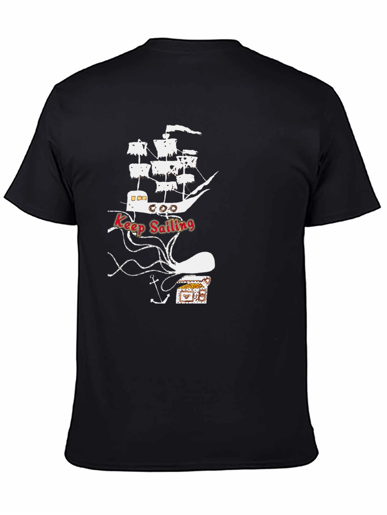 Black Keep Sailing Graphic Tee - Black Cotton T-Shirt view 4