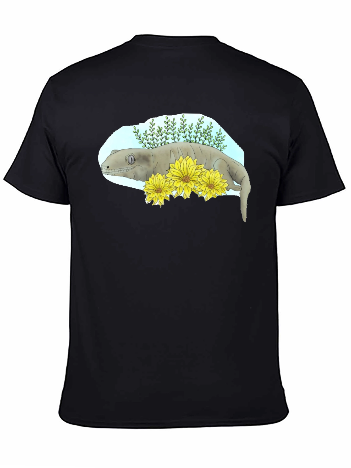 Black Crested Gecko Graphic Tee - Unique Reptile Lover's Shirt view 4