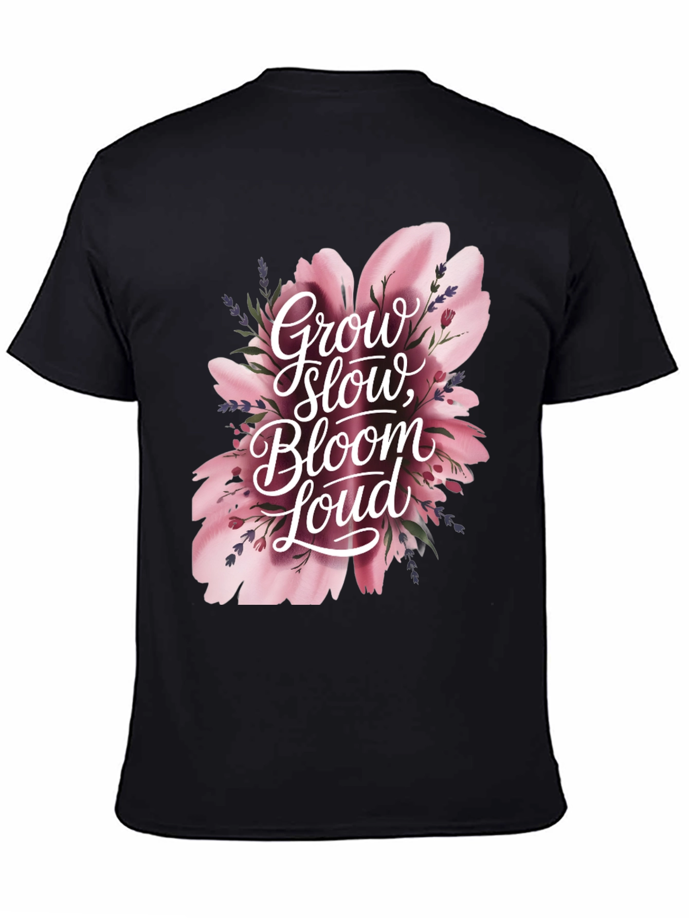 Black Grow Slow Bloom Loud Graphic Tee view 4