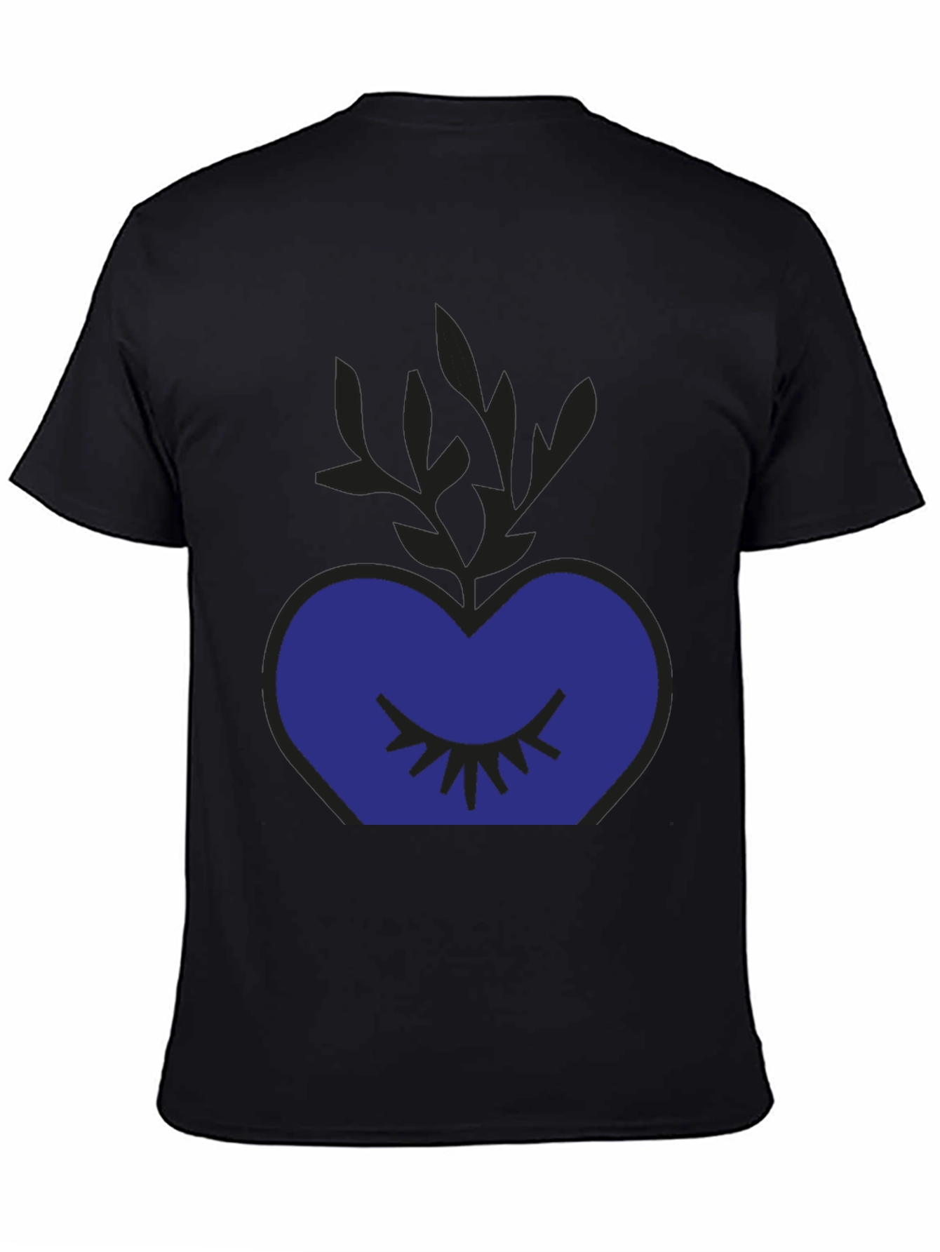 Black Mystic Heart Graphic Tee - Black Cotton Blend Shirt view 4