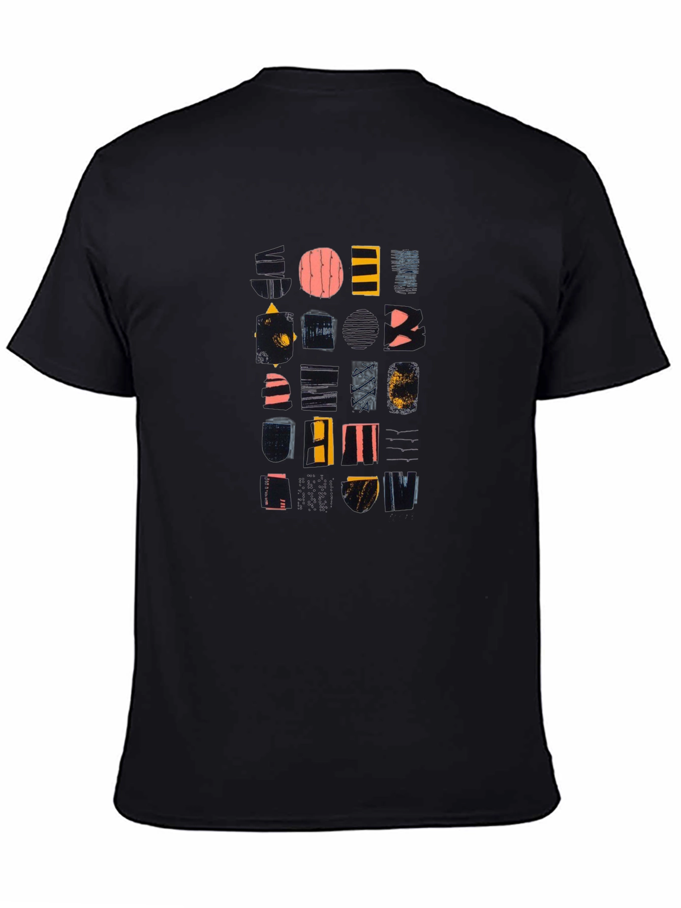 Black Abstract Geometric Pattern Black T-Shirt view 4