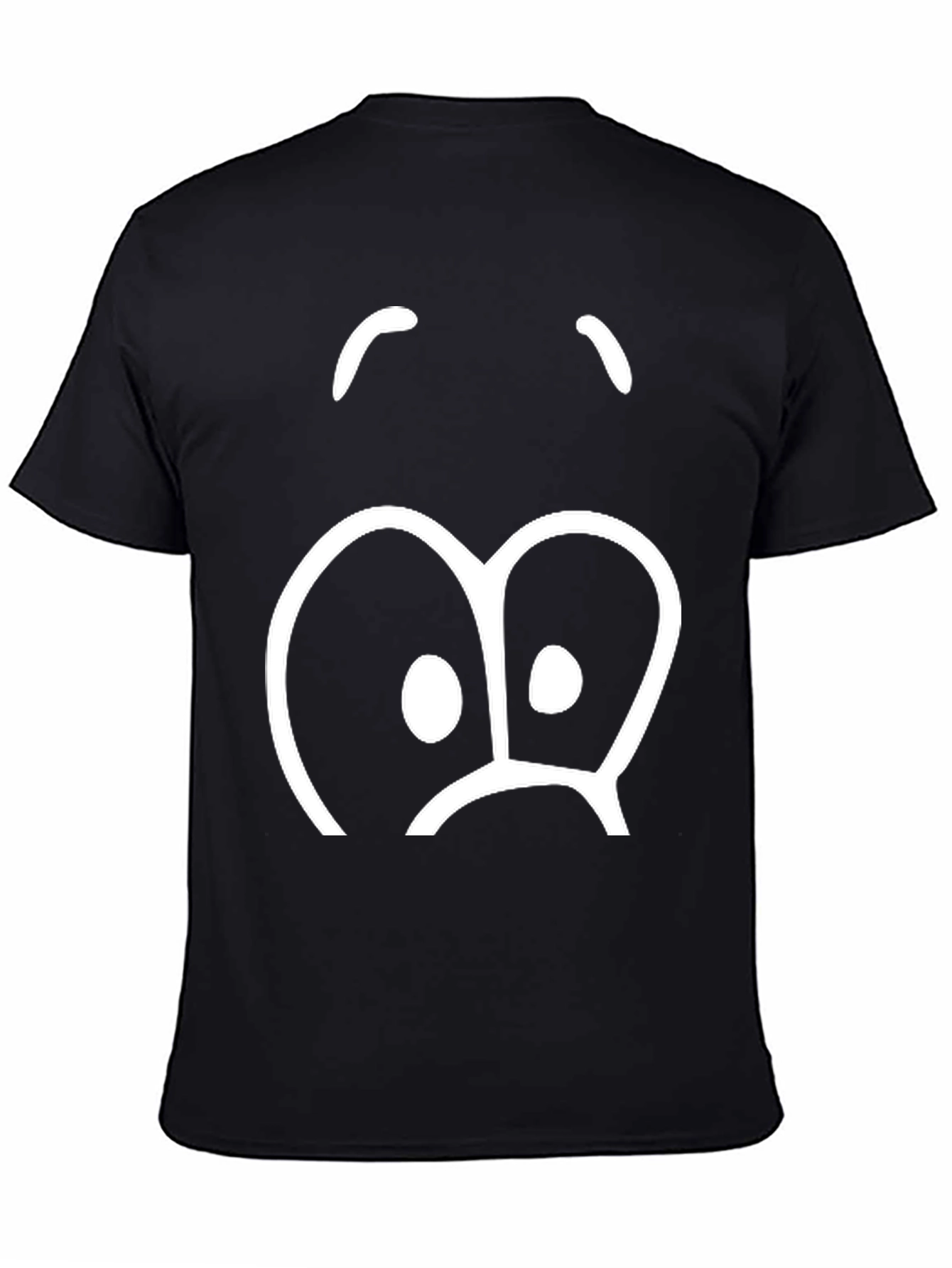 Black Funny Sad Face Graphic Print T-Shirt view 4