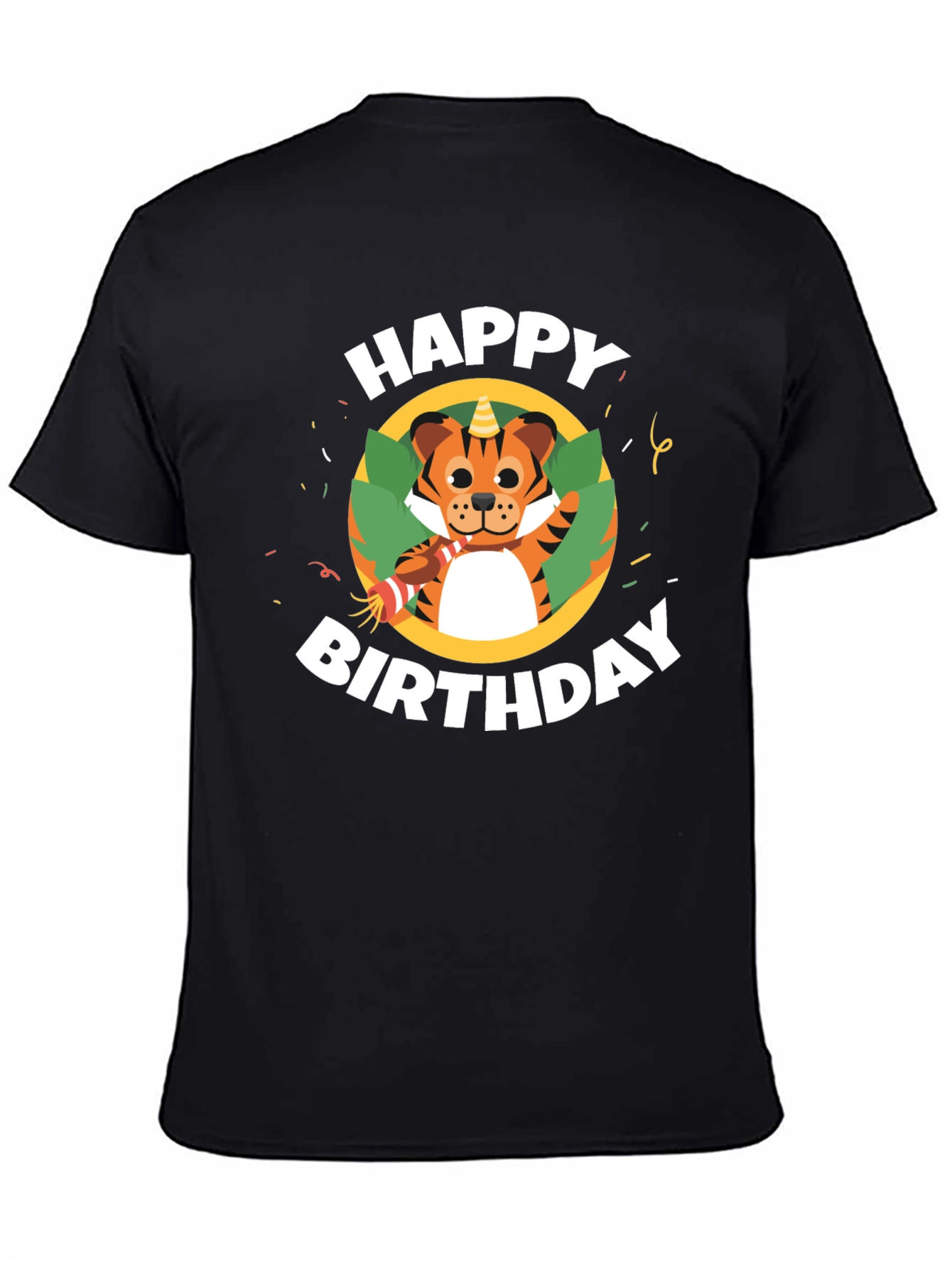 Black Happy Birthday Tiger Graphic T-Shirt view 4