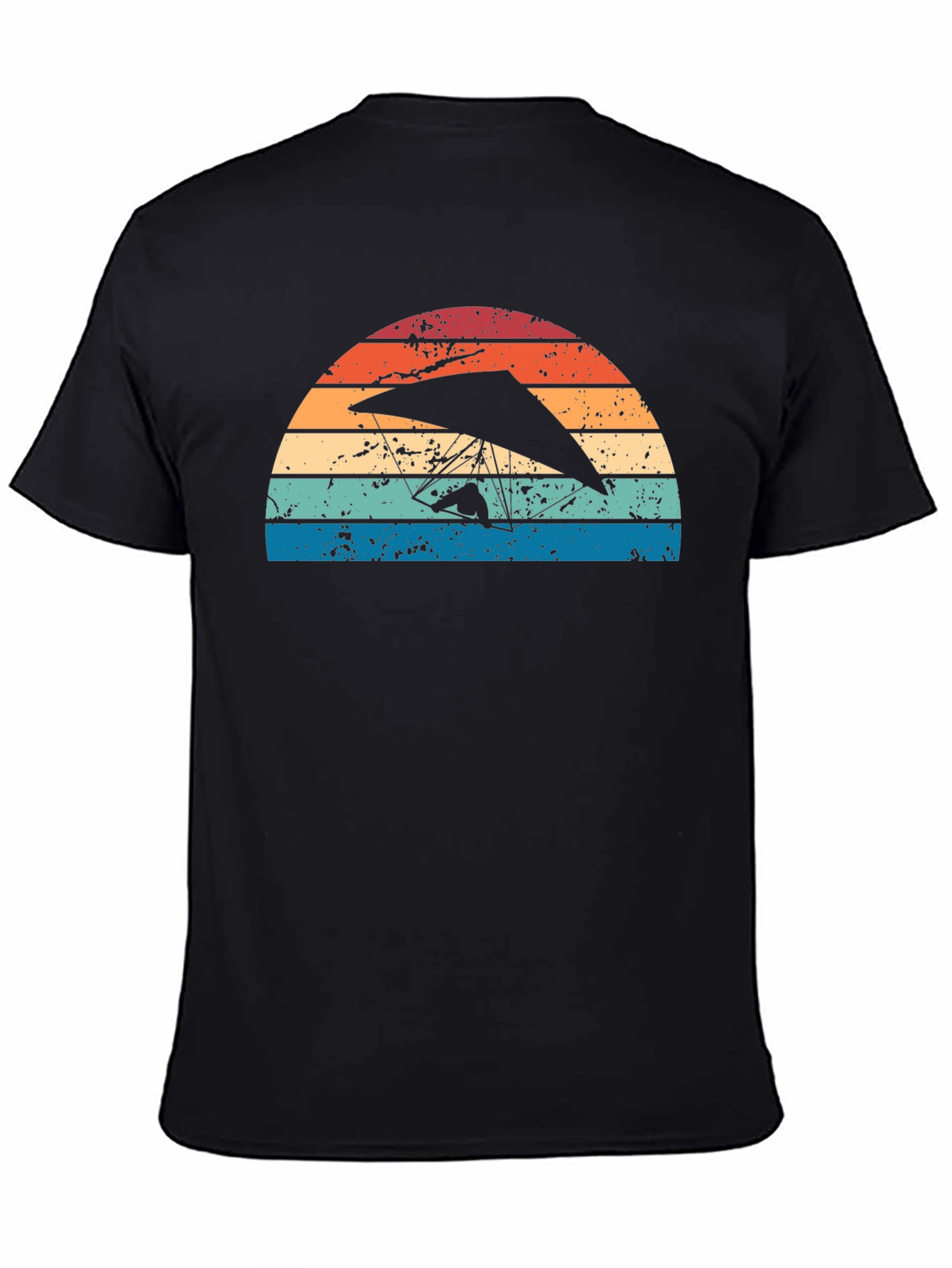 Black Hang Gliding Sunset Graphic Tee - Black Cotton Shirt view 4