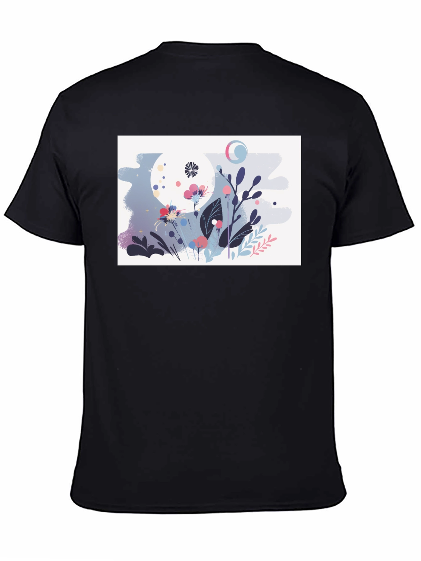 Black Floral Moon Graphic Black T-Shirt view 4