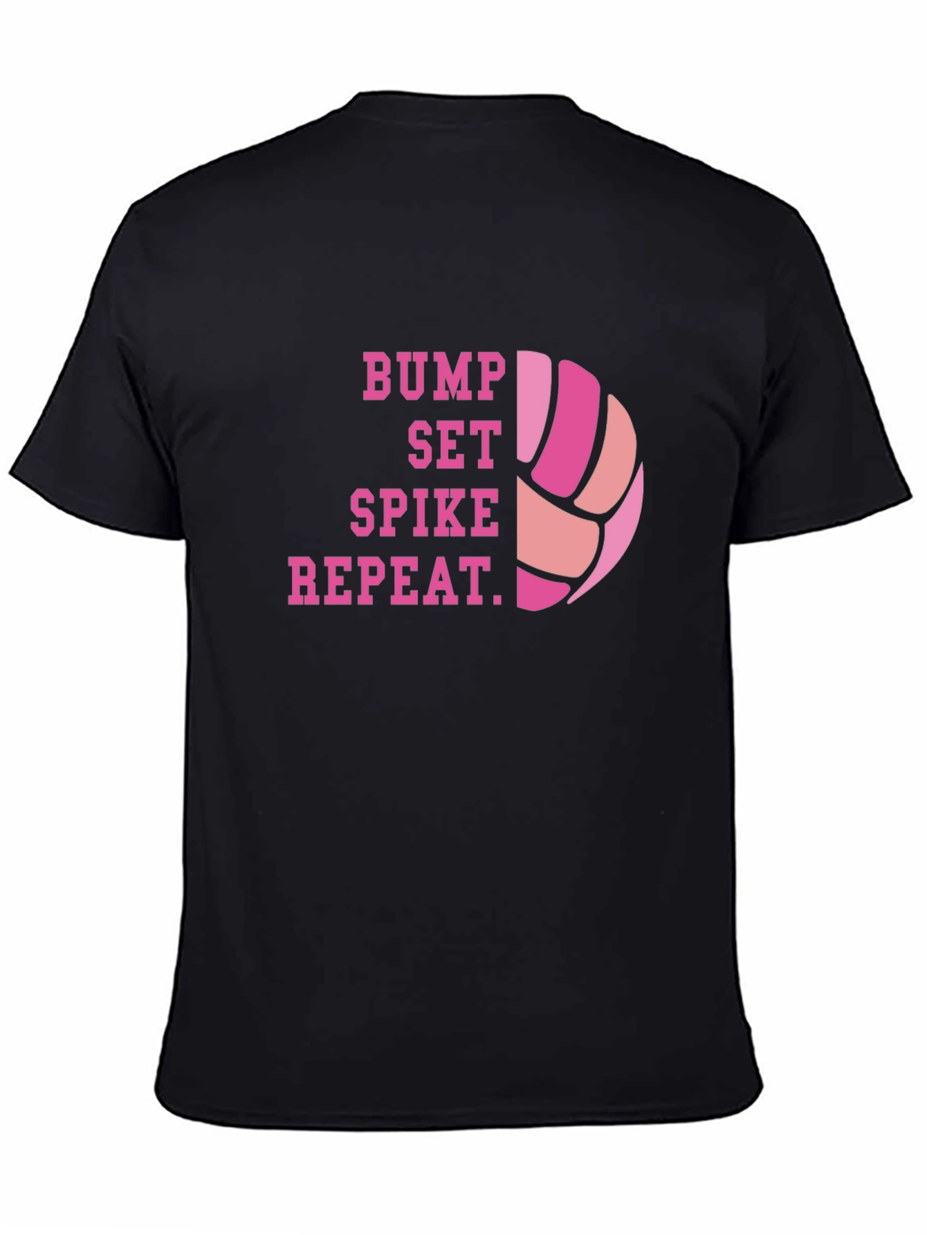 Black Volleyball Bump Set Spike Repeat Graphic Tee view 4