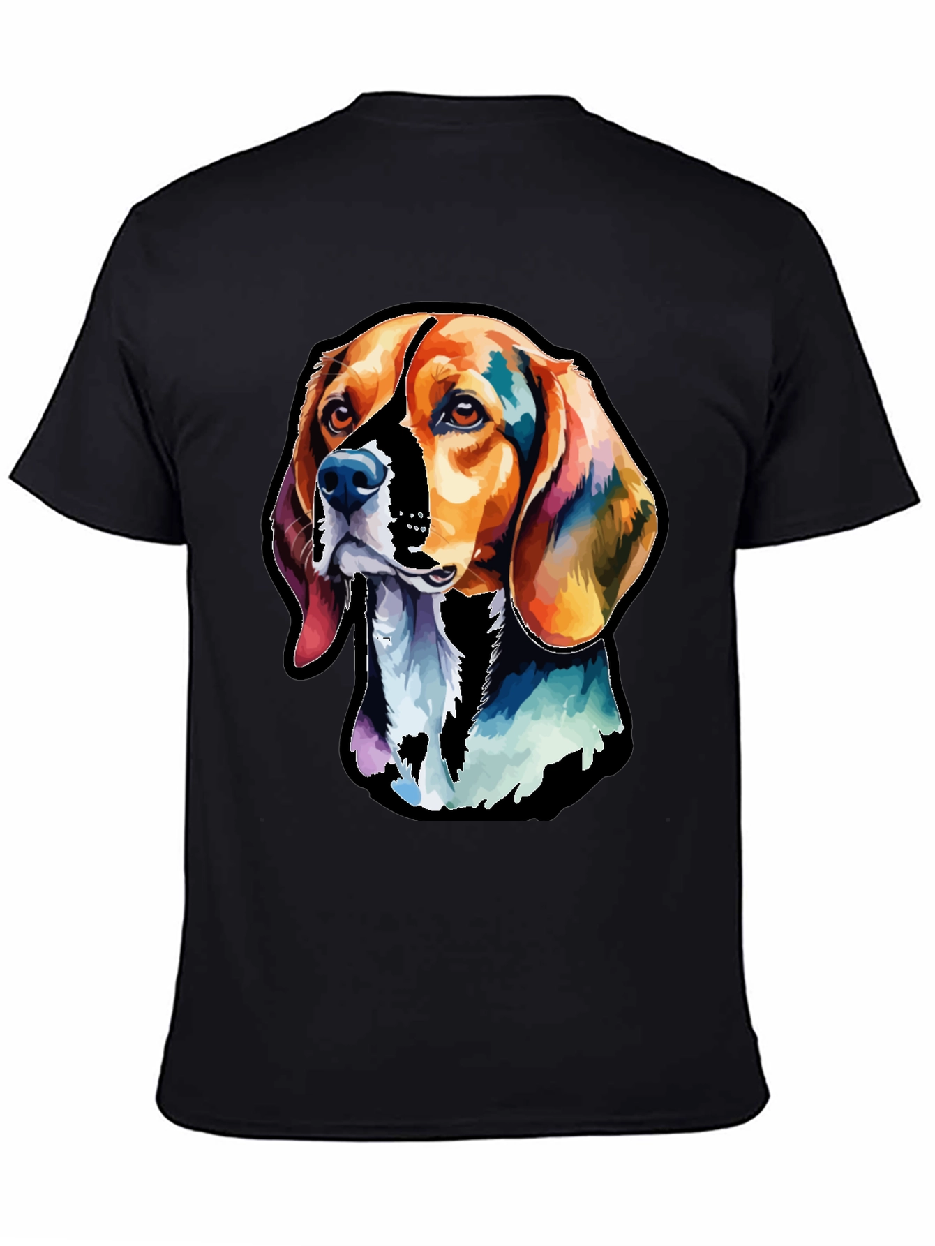 Black Colorful Beagle Dog Graphic T-Shirt view 4