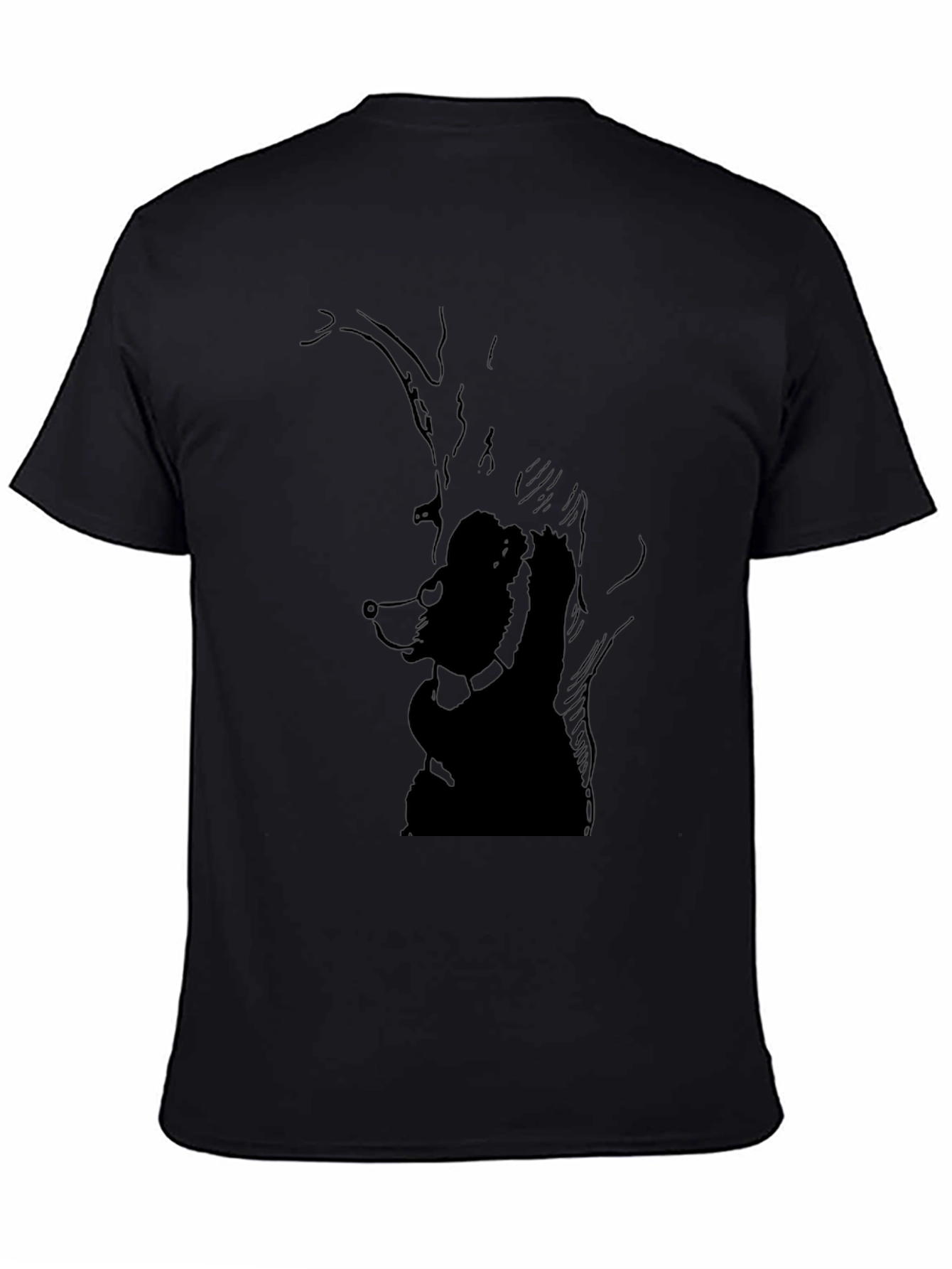 Black Men's Black Graphic Tee - Bear Design view 4